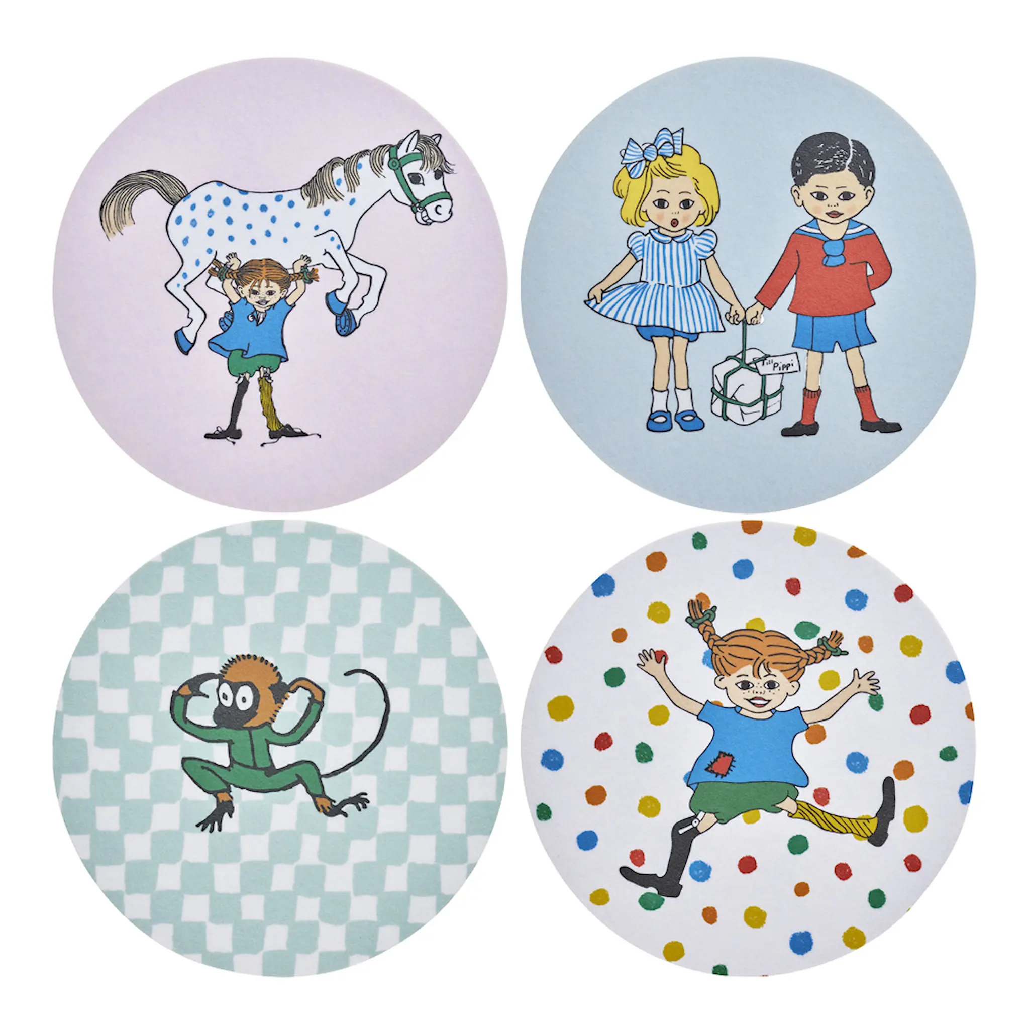 Muurla Pippi glasunderlägg 4-pack