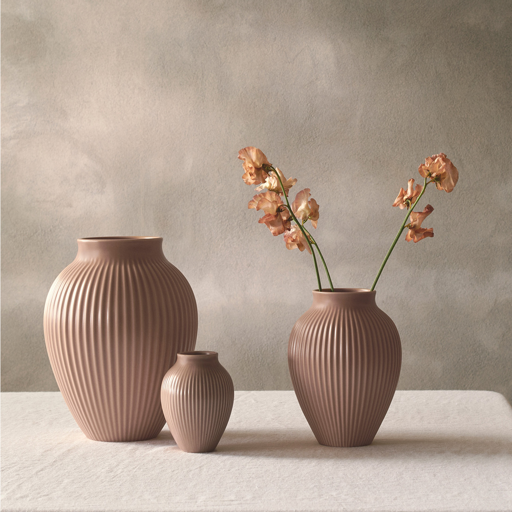 Knabstrup Keramik Ripple Maljakko 20 cm Dusty Rose