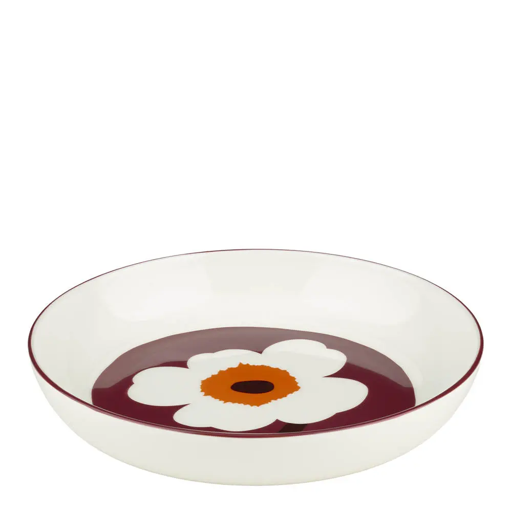 Unikko tarjoilulautanen 20,5 cm valkoinen/burgundi/punainen
