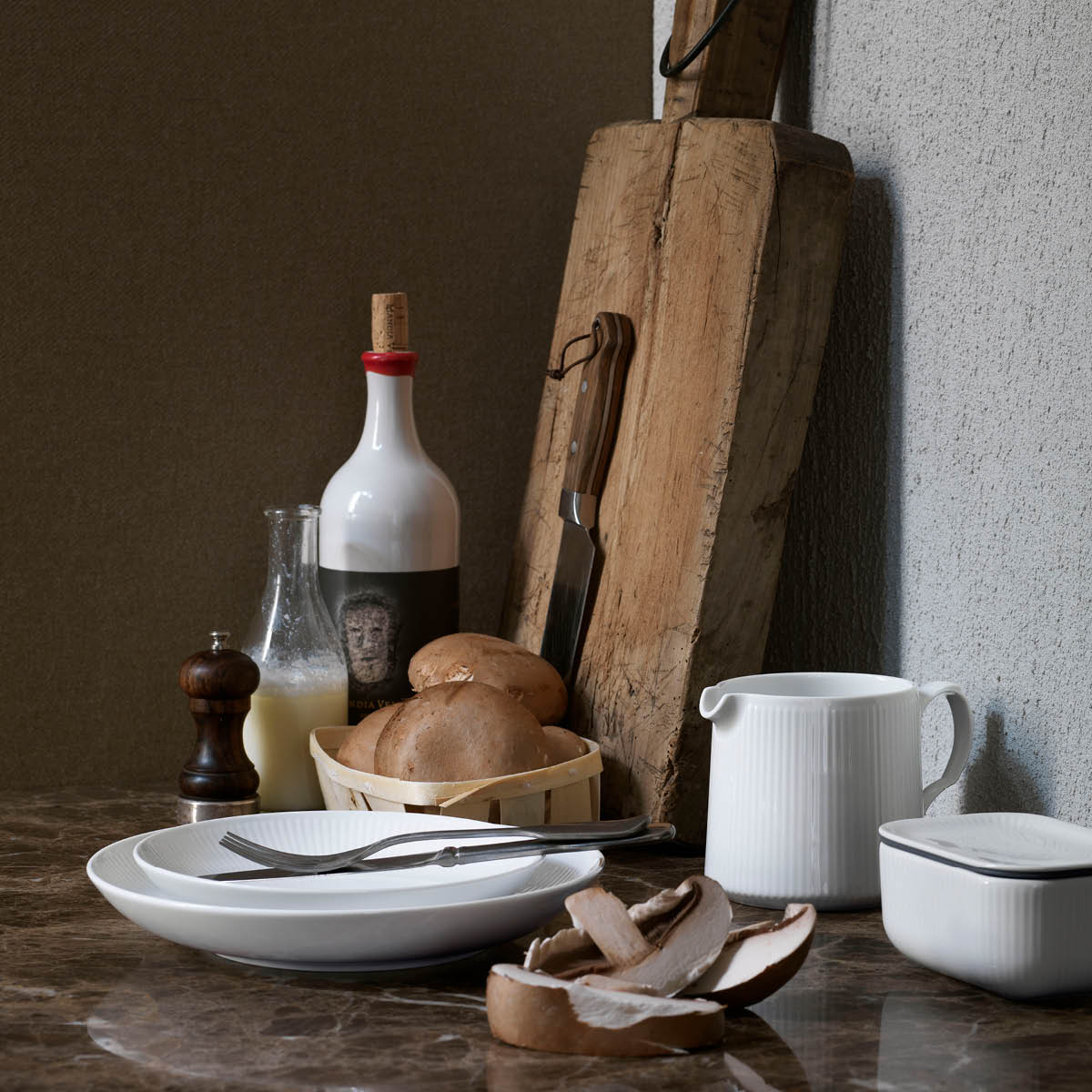 Royal Copenhagen Hvit Riflet dyp tallerken 20 cm