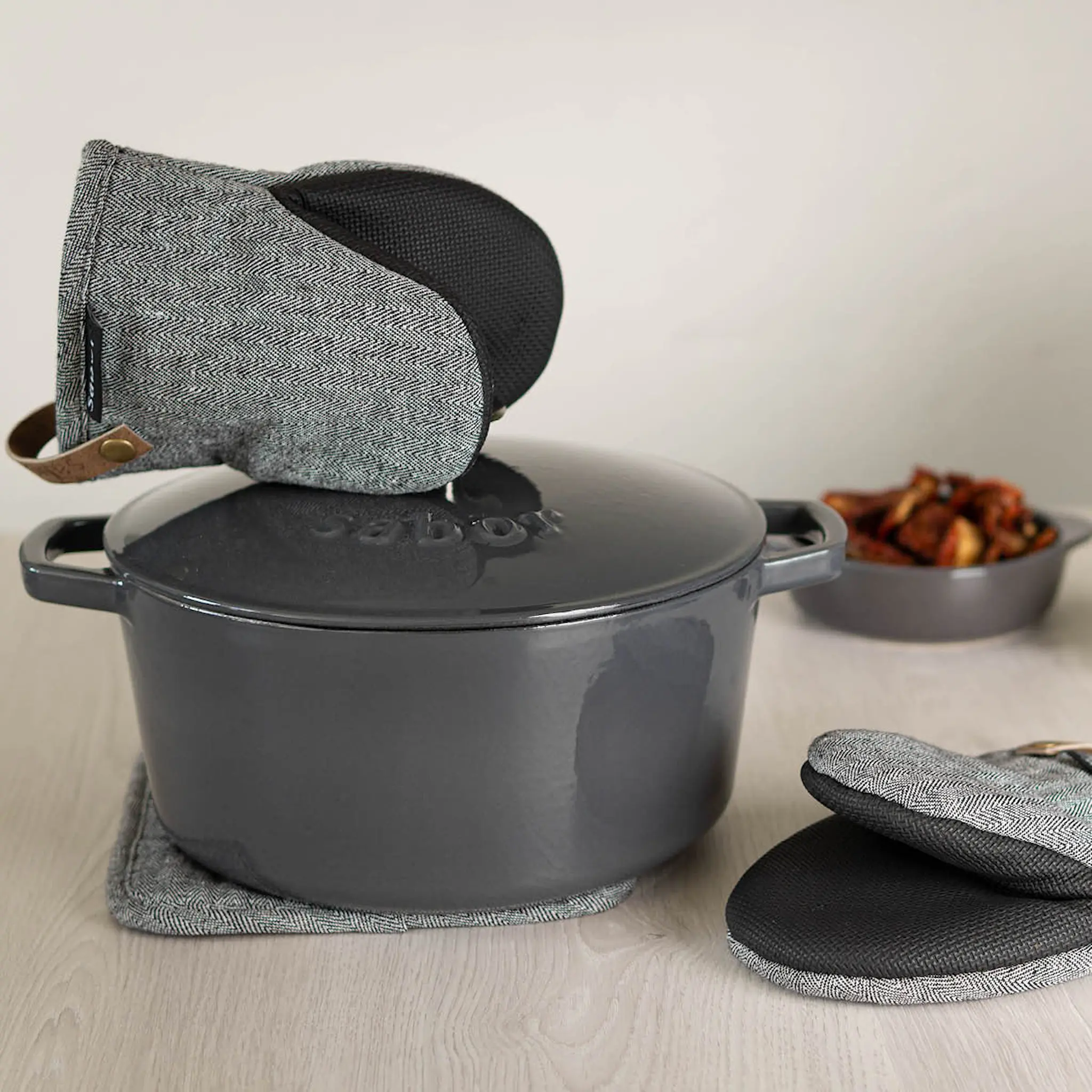 Sabor Home Patakinnas 2 kpl Harmaa/Musta