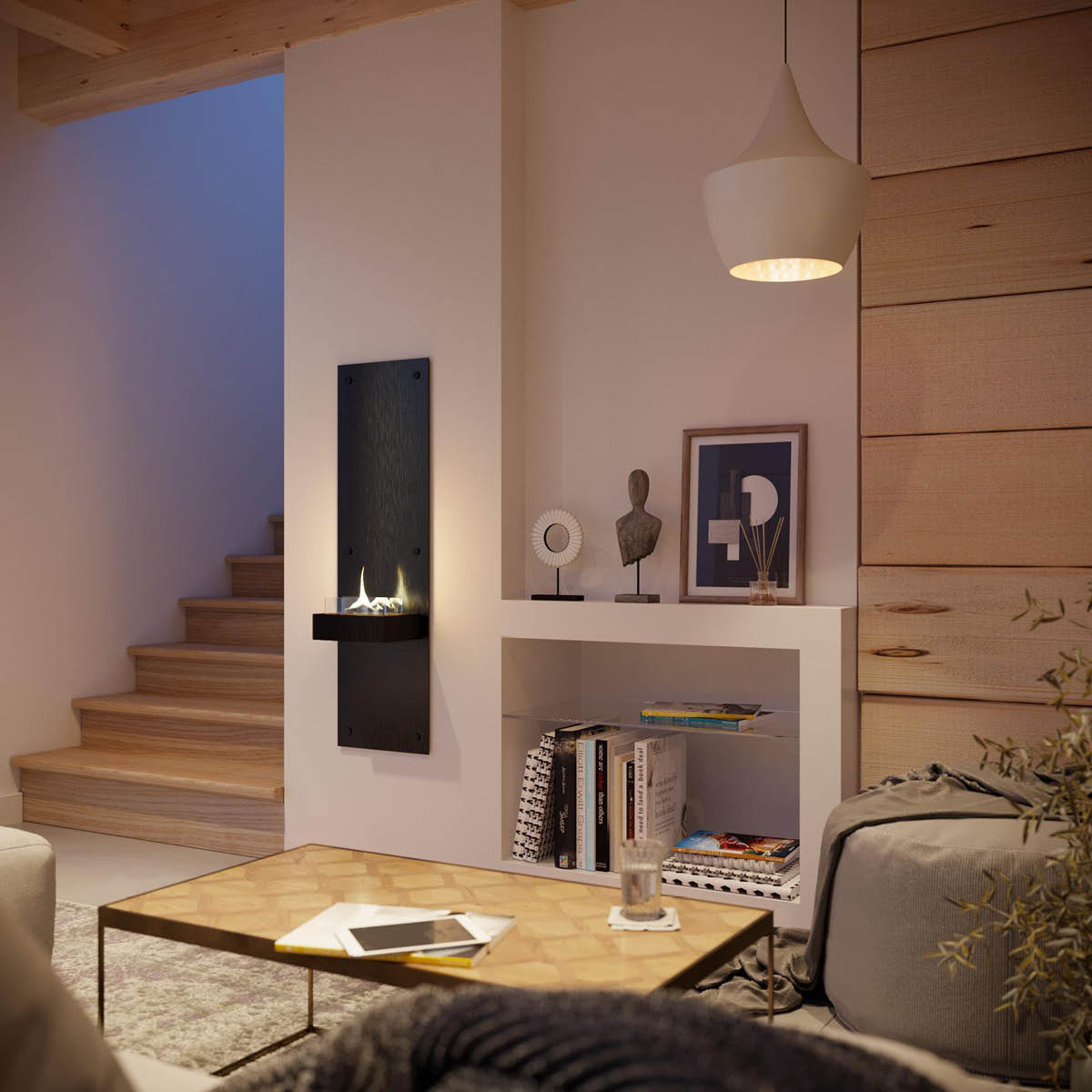 Tenderflame Alto 90 väggmonterad eldstad 0,5 L svart