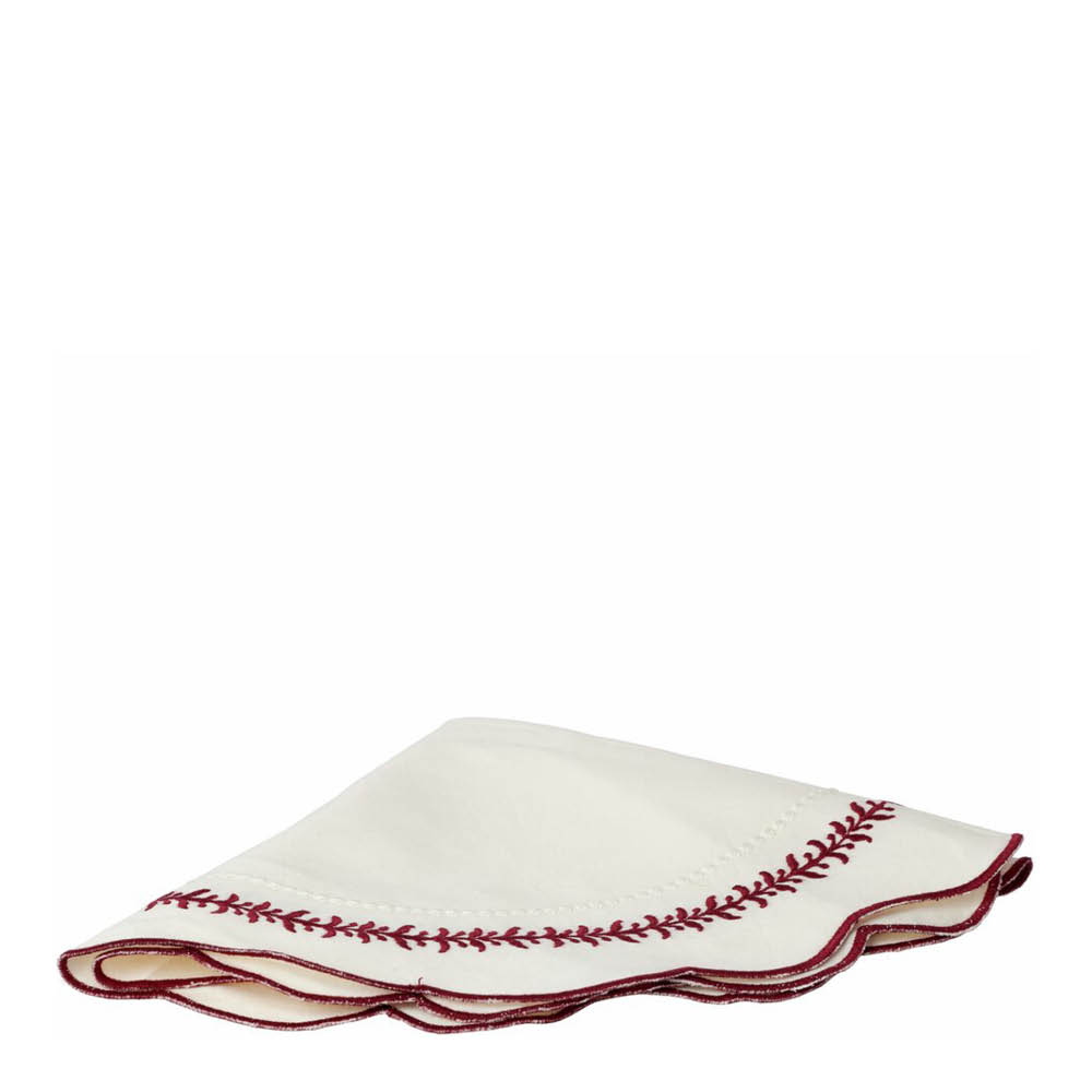 Holmen Elina bordstablett Ø38 cm vit med broderi