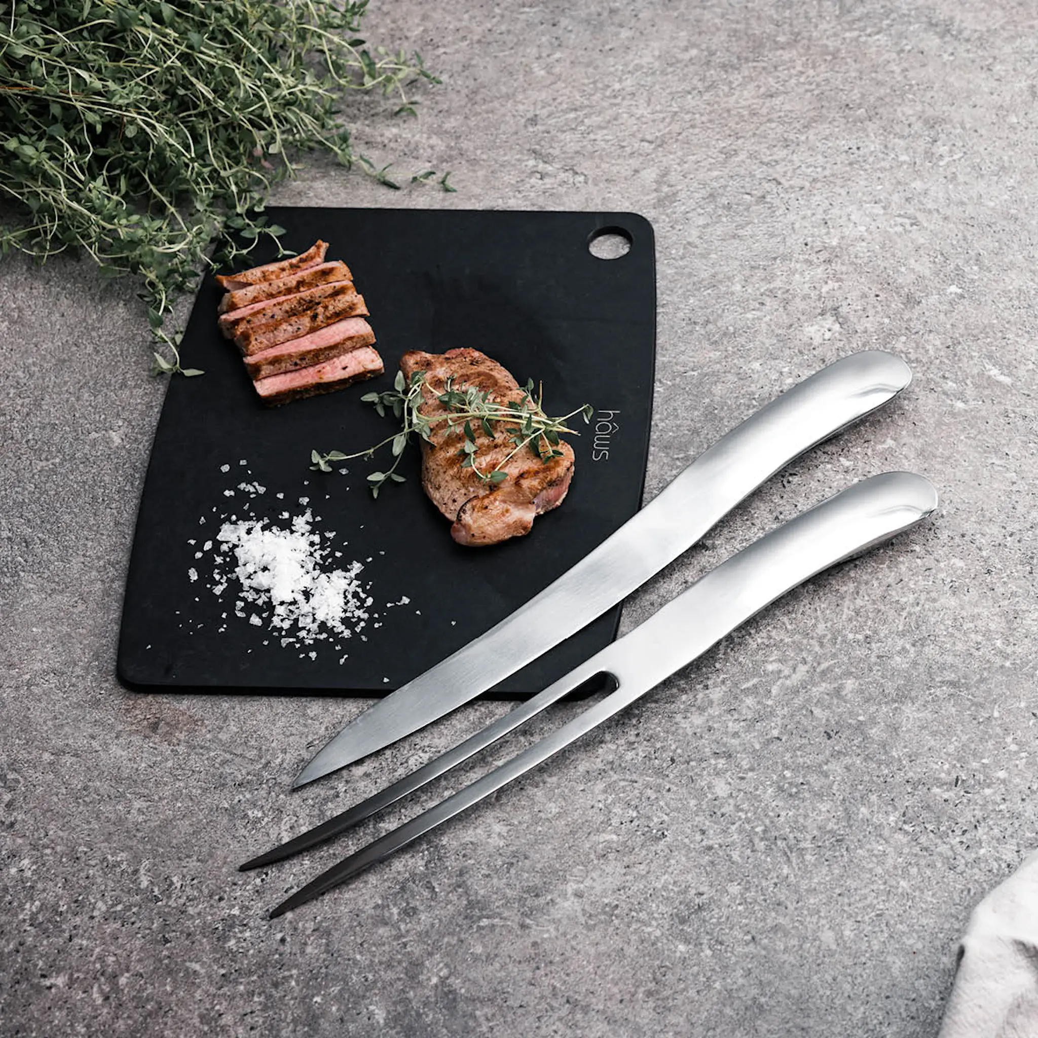 Haws Santo trancherkniv och gaffel stål