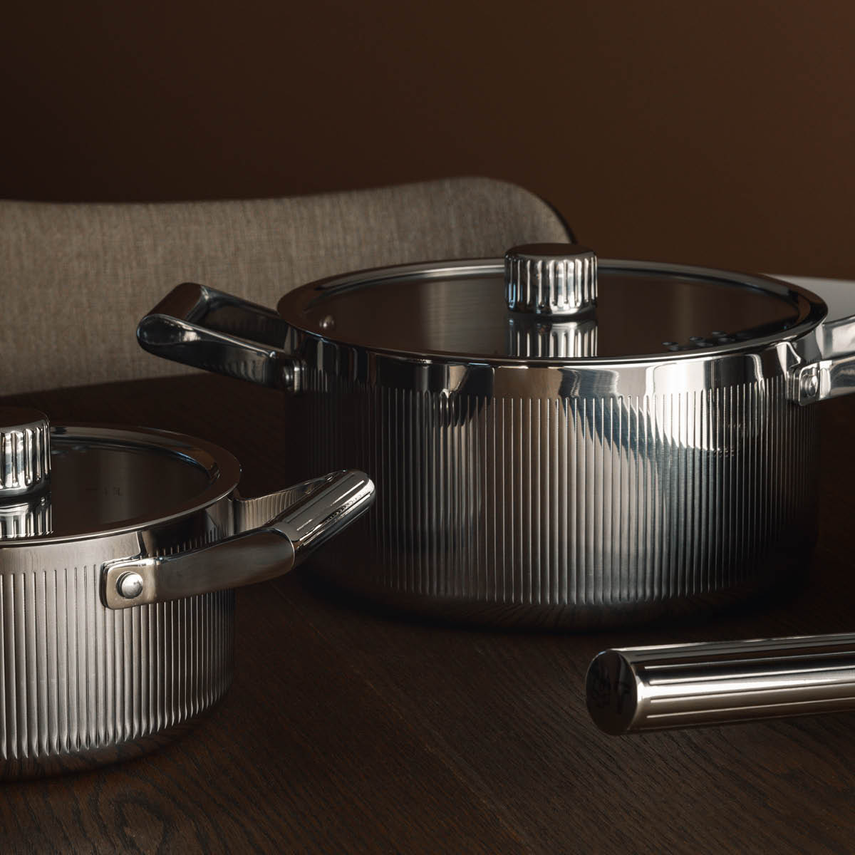 Vargen & Thor Glima gryta 4 L med lock blankt stål