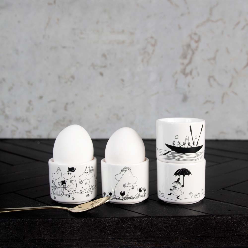 Pluto Mummi eggeglass 4 stk hvit/svart