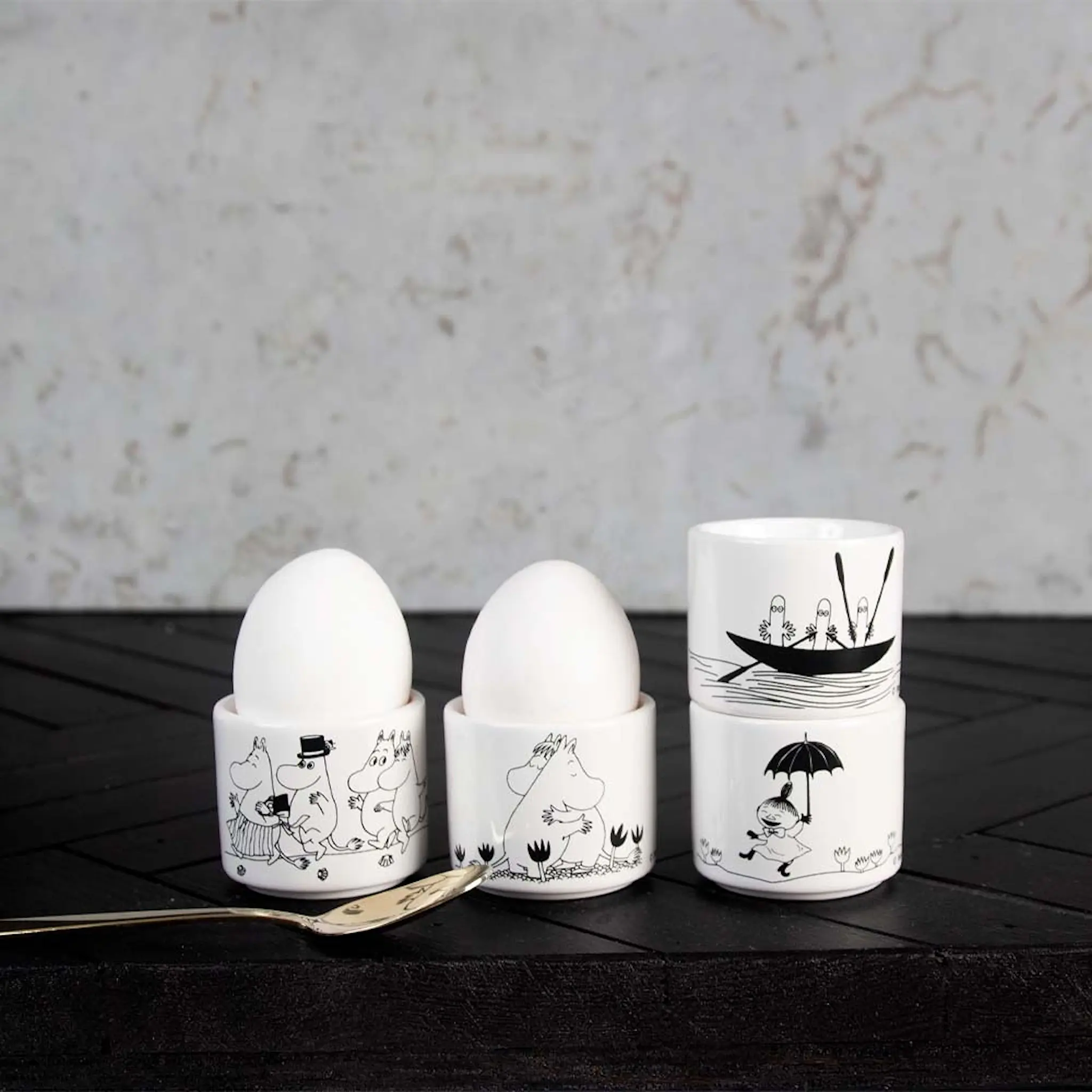 Pluto Mumin Äggkopp 4-pack Vit/Svart