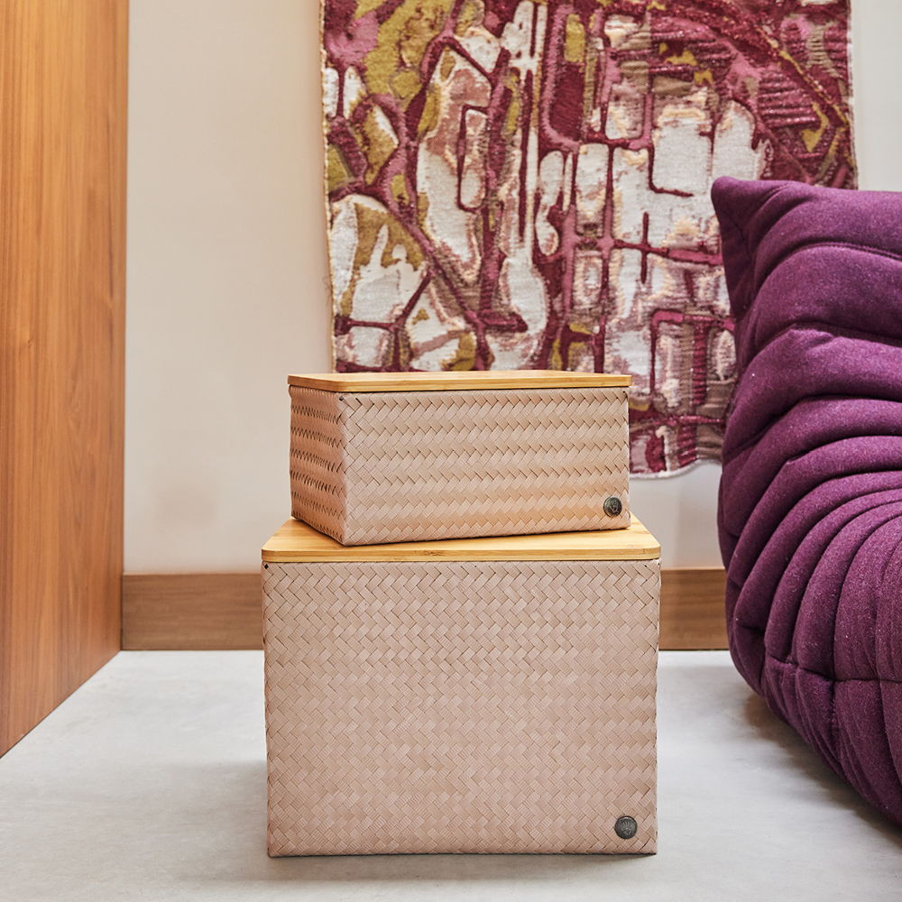 Handed By Top Fit stor förvaringskorg med lock 31x23x15 cm caffè latte