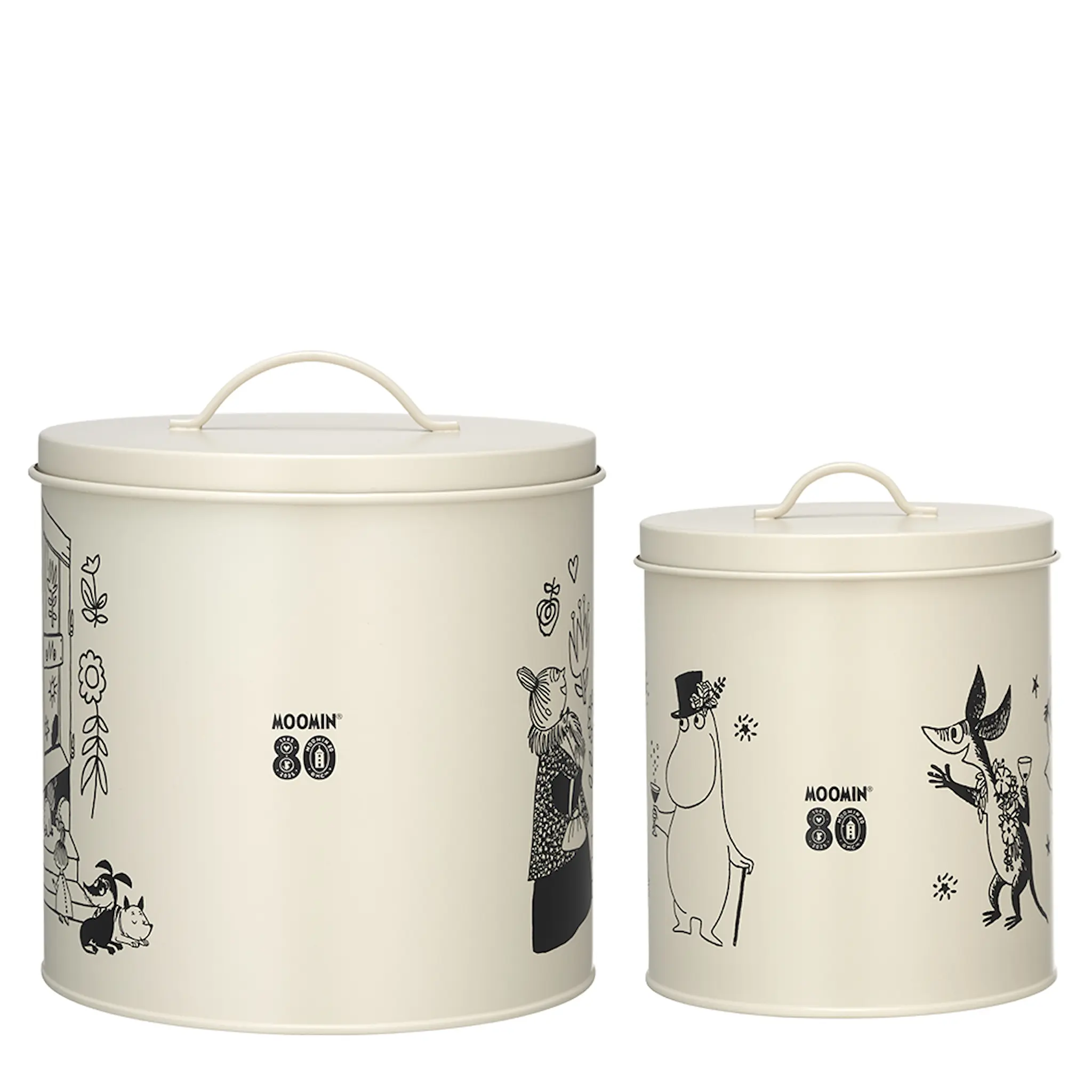 Muurla Moomin for Pets burk 2-pack mumin 80 år benvit/svart