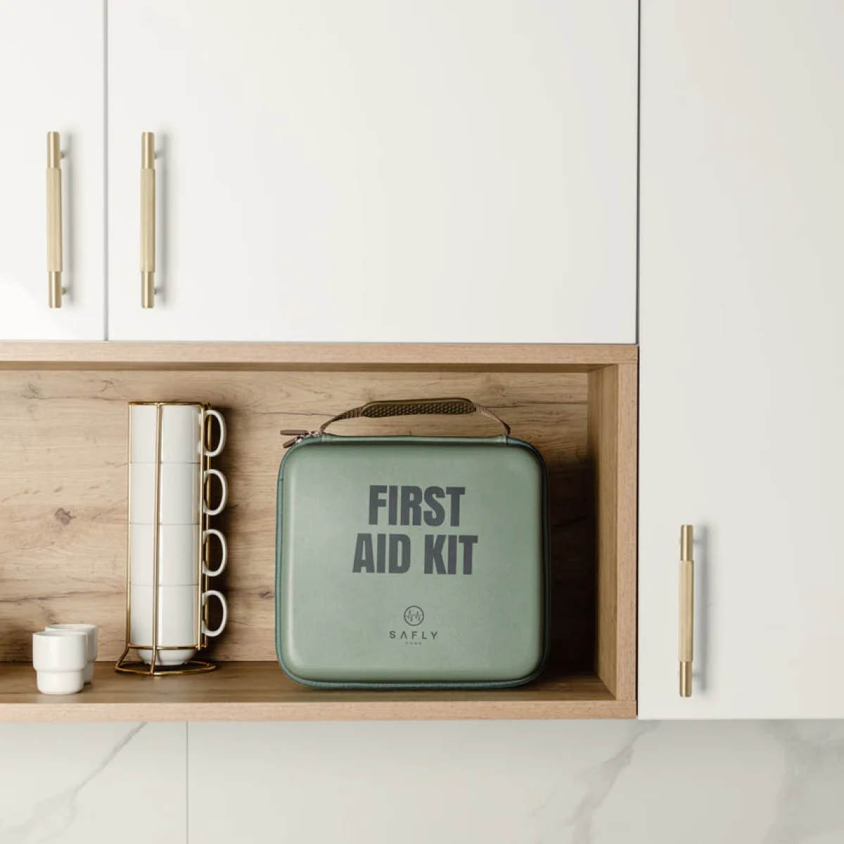 Safly Första hjälpen-låda stor 30x28x8,5 cm mossgrön