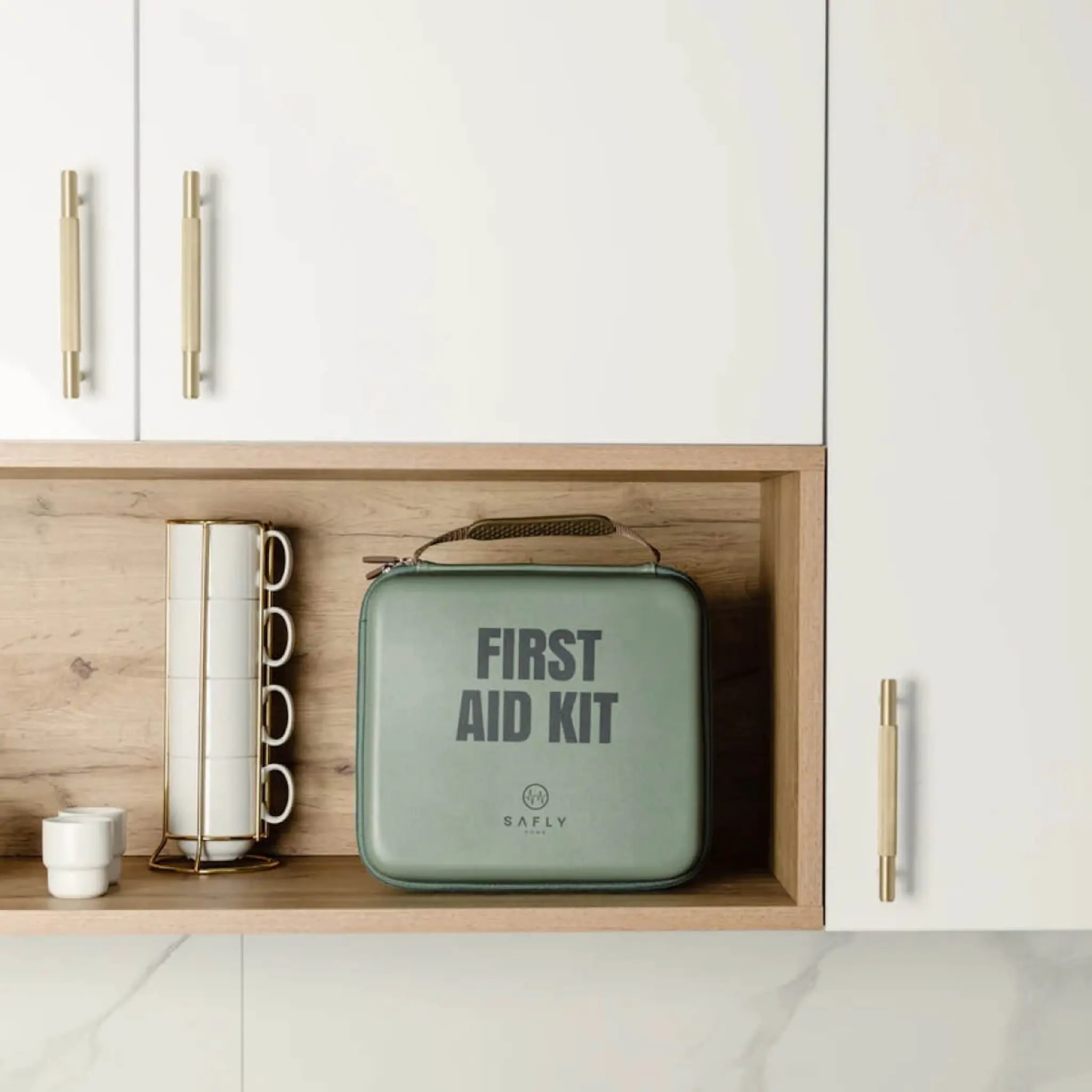 Safly Första hjälpen-låda stor 30x28x8,5 cm mossgrön