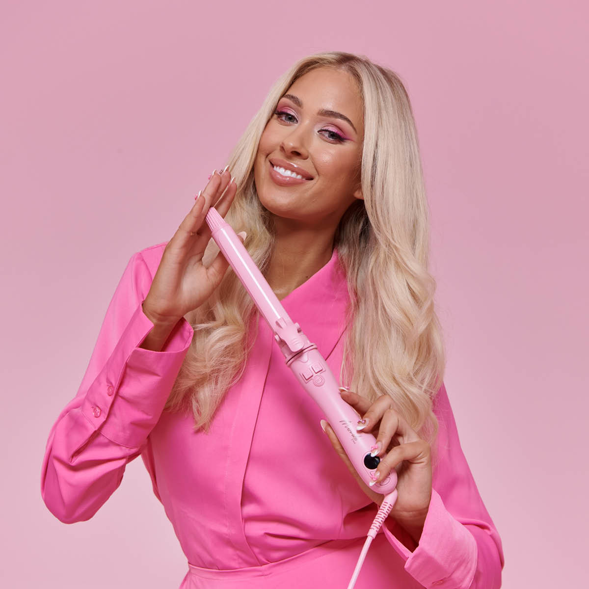 Mermade Roterende krølltang 25 mm rosa