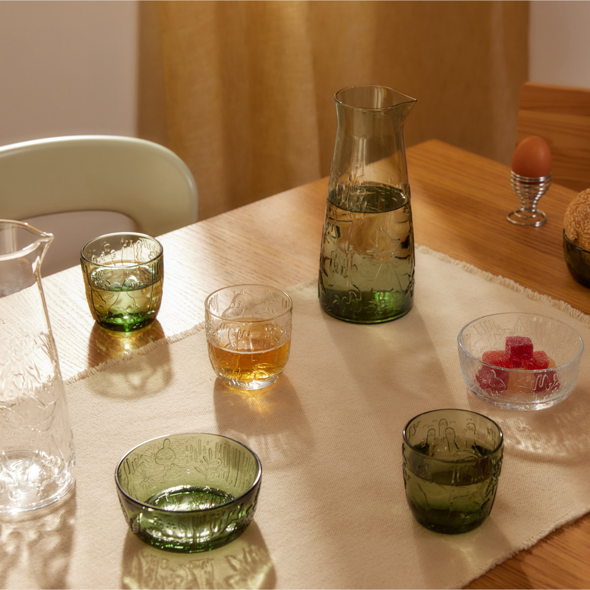 Moomin Arabia Mummi glass 28 cl 2 stk furugrønn