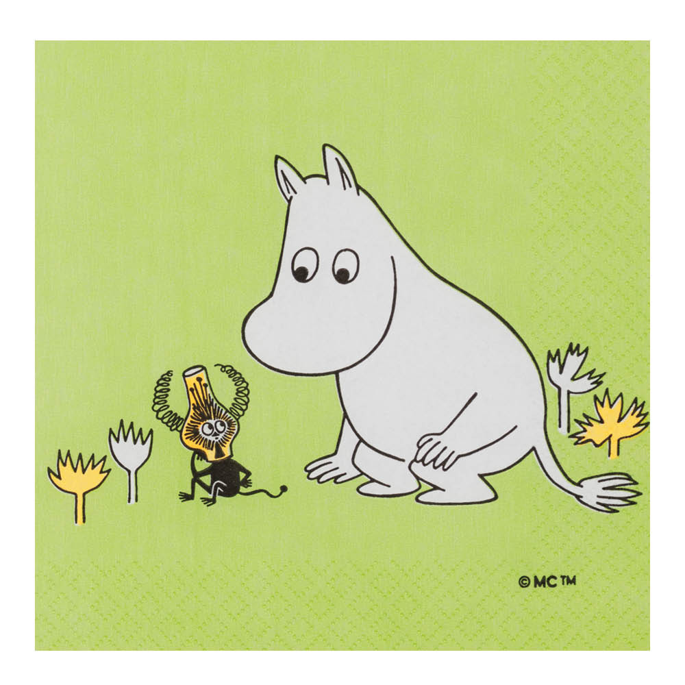 Moomin Arabia Muumi Servetti Muumipeikko 33x33 cm 20 kpl Vihre