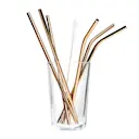 Rainbow sugrör i rostfritt stål 21,5 cm 6-pack roséguld/silver