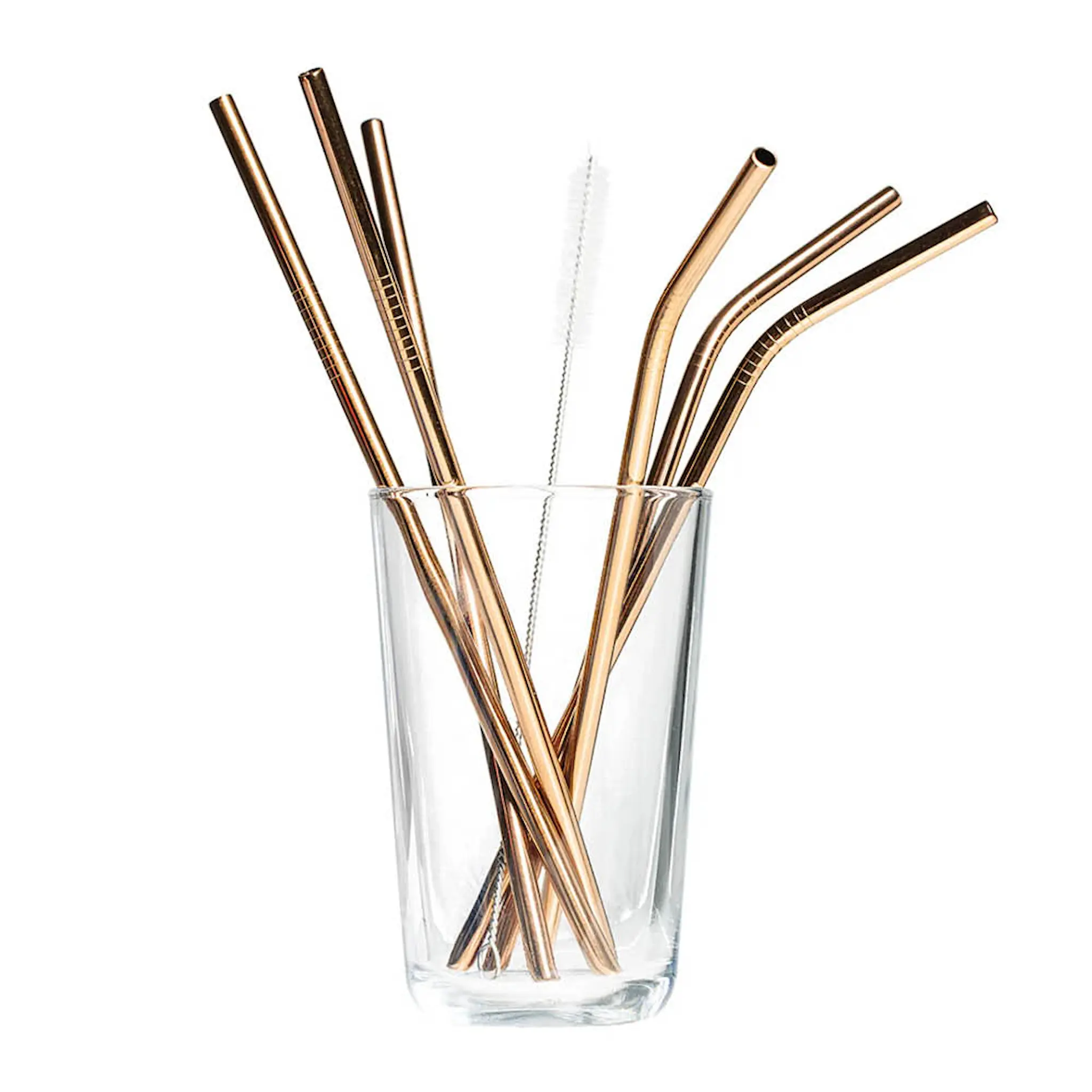 Tranquillo Rainbow sugrör i rostfritt stål 21,5 cm 6-pack roséguld/silver