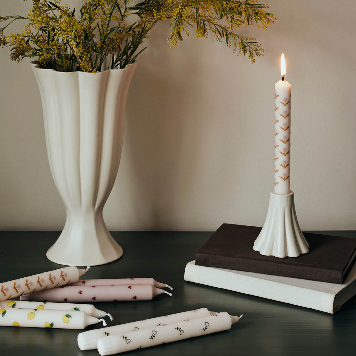 Broste Copenhagen Amor Kruunukynttilä sydän 19 cm2 kpl Soft pink/Red