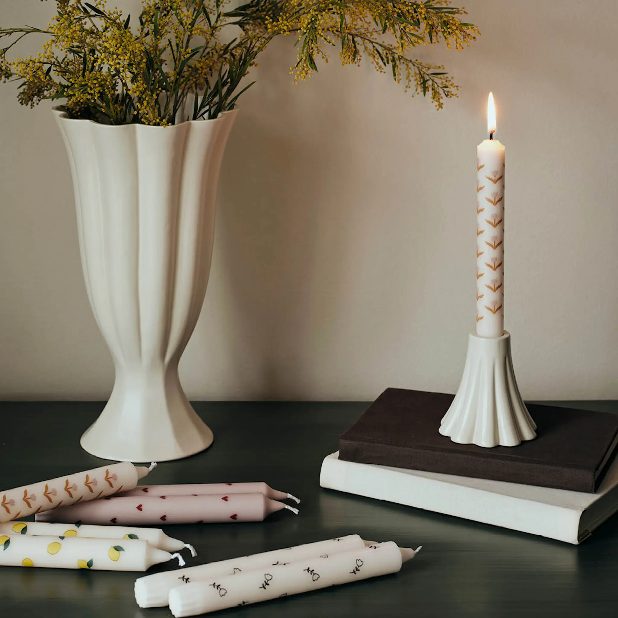 Broste Copenhagen Amor Kruunukynttilä sydän 19 cm2 kpl Soft pink/Red