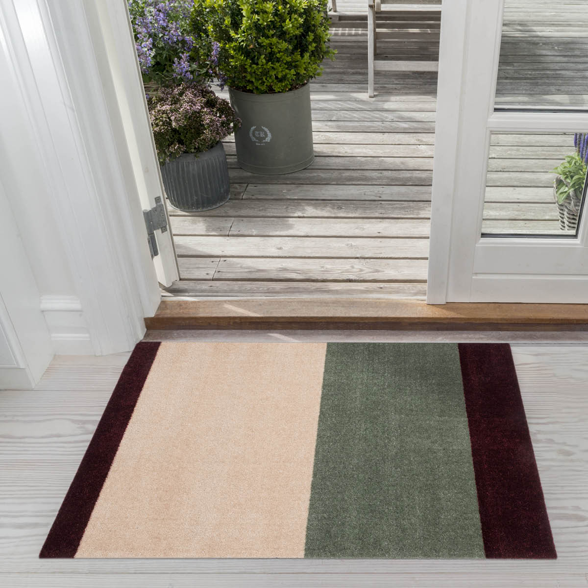 Tica Copenhagen Stripes Horizontally Matto 90x60 cm Bordeaux/Green/Ivory