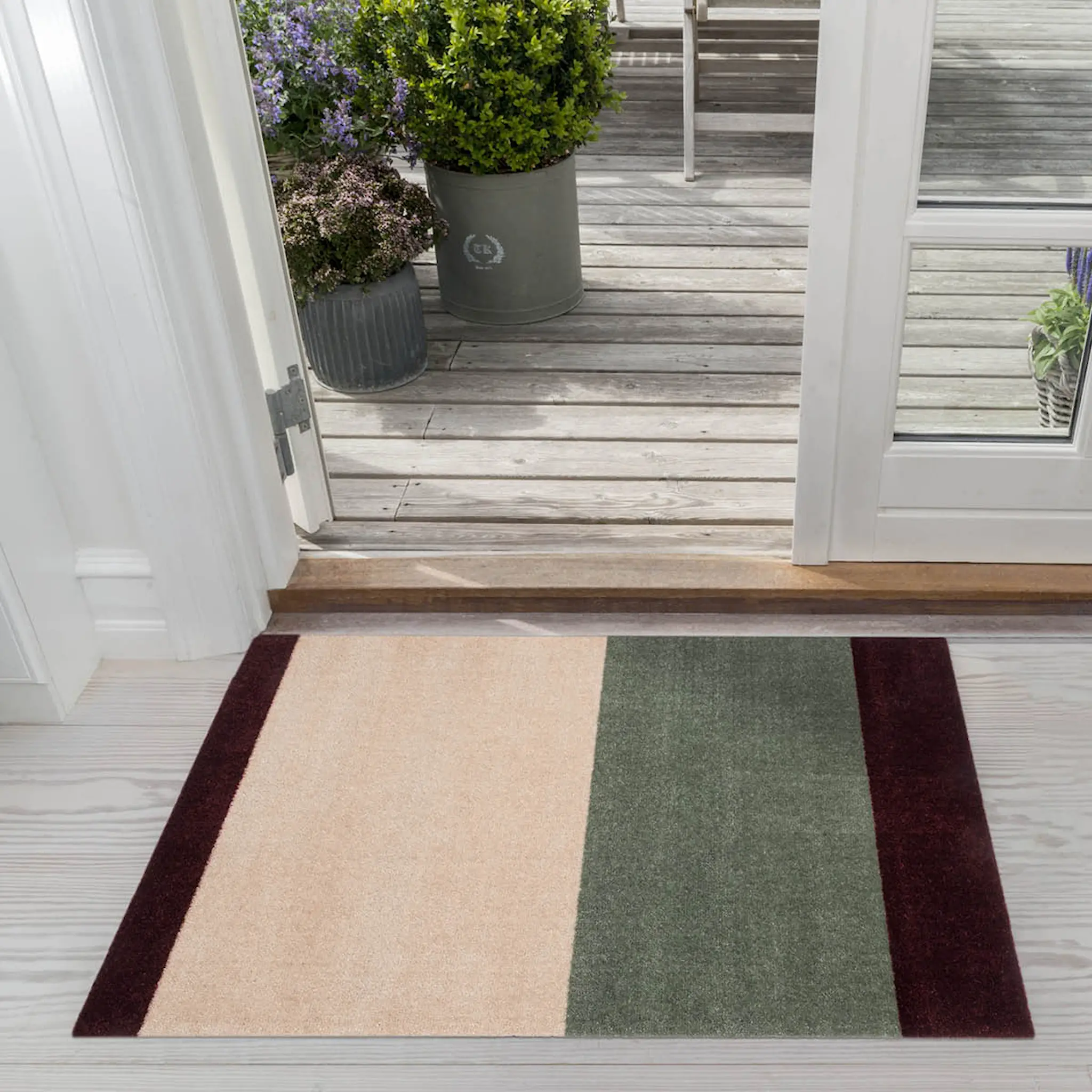 Tica Copenhagen Stripes Horizontally golvmatta 90x60 cm bordeaux/grön/ivory
