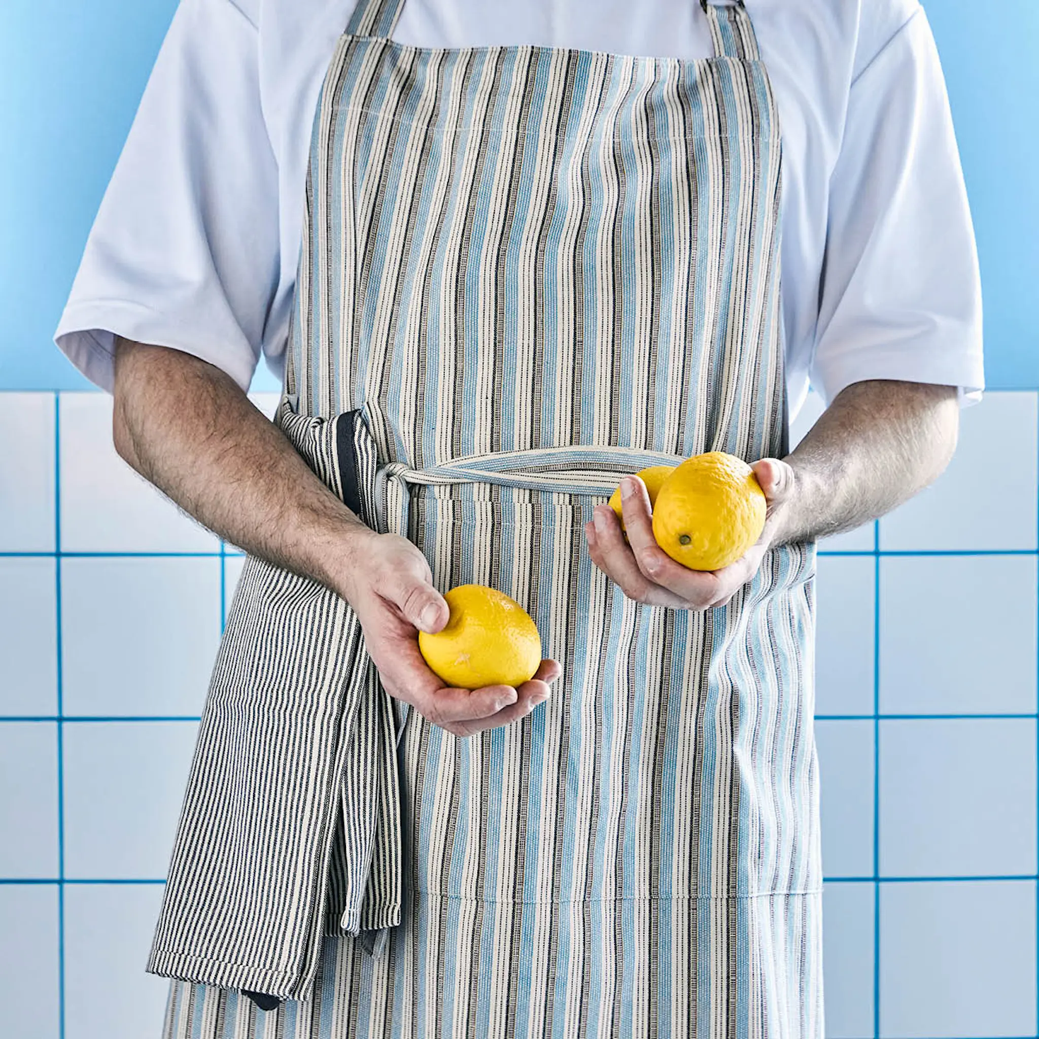 House Doctor Cook essu puuvillaa 90x90 cm sininen/hiekka