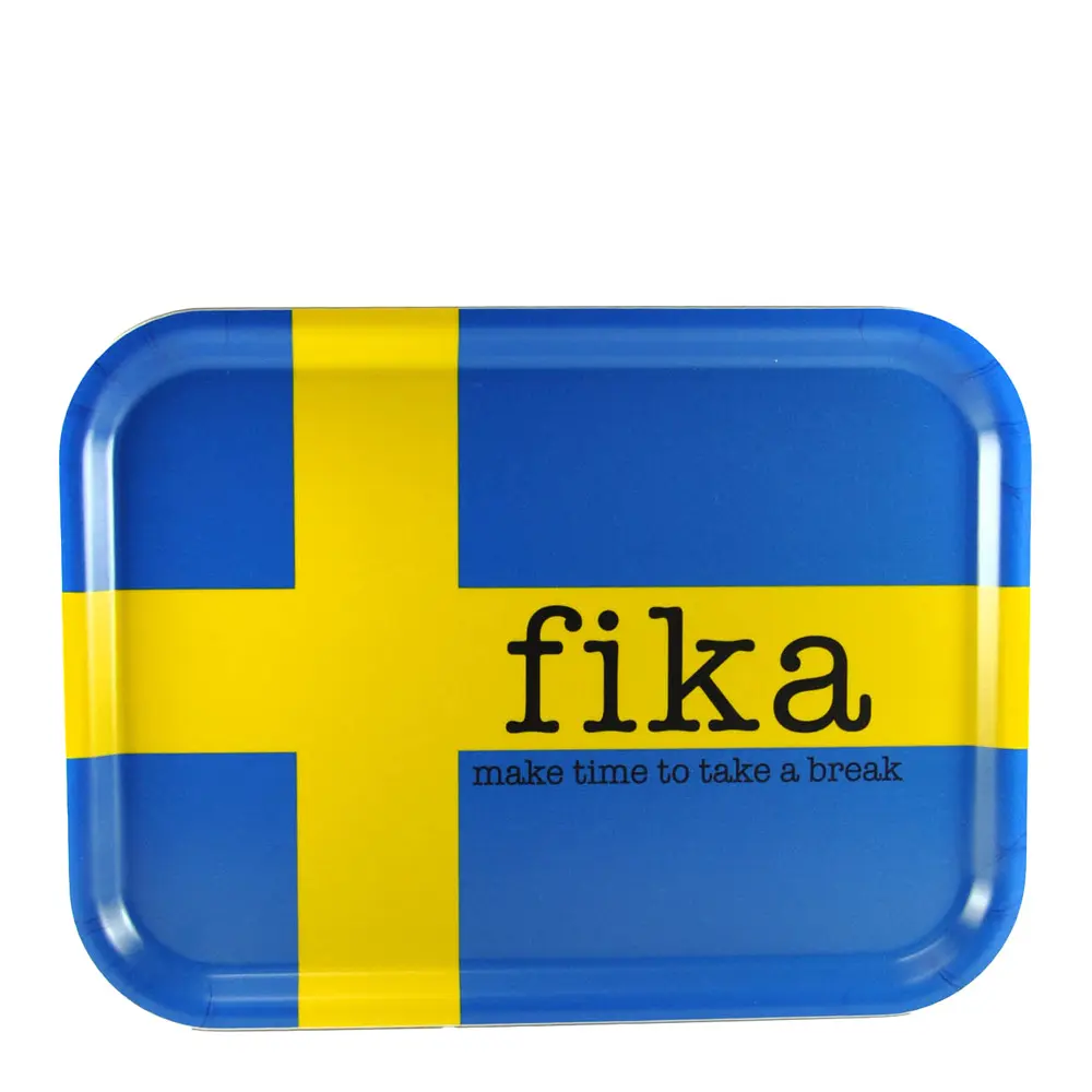 Tarjotin 27x20 cm Make time Fika Svenska Flaggan