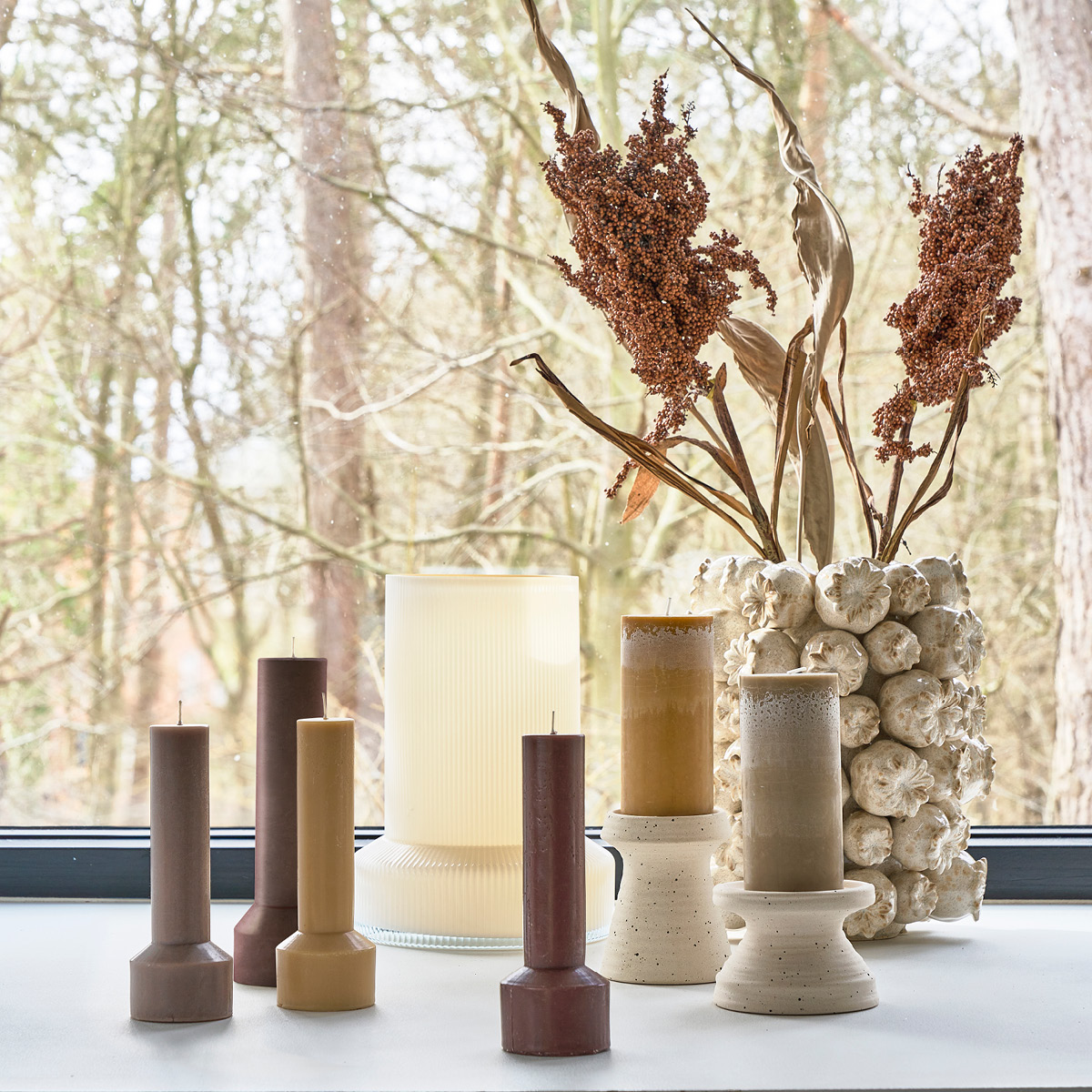 Villa Collection Hvils Pöytäkynttilä 8x23 cm Ruskea