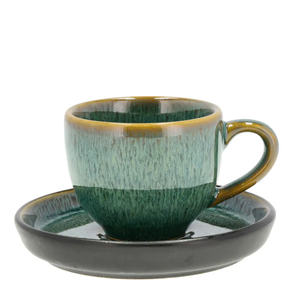 Espressokuppi ja aluslautanen 7 cl Vihreä/Musta