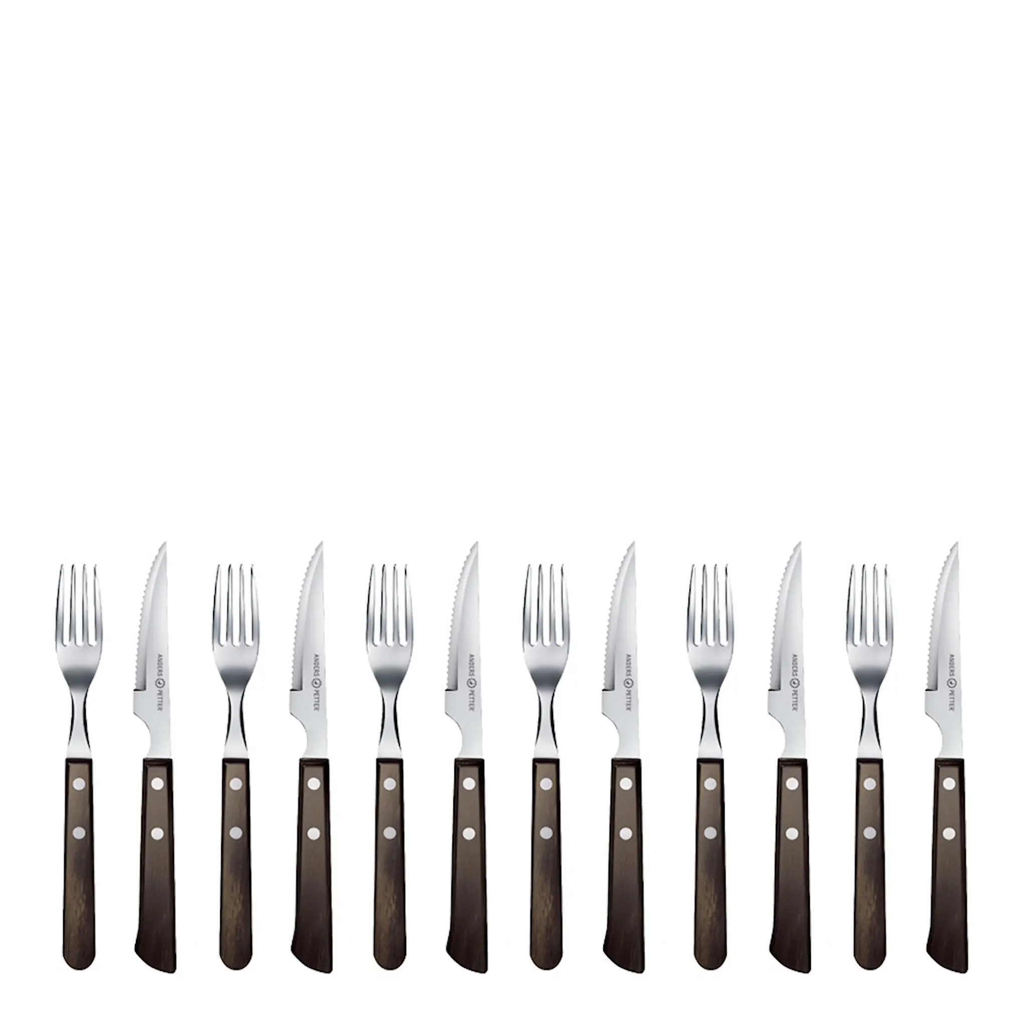 Anders Petter Classic grillbestick 12 delar brun/blank