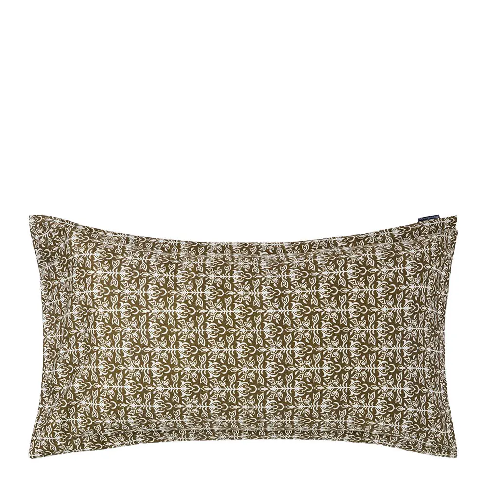 Tyynyliina 50x90 cm puuvillasatiini ornament oliv/white