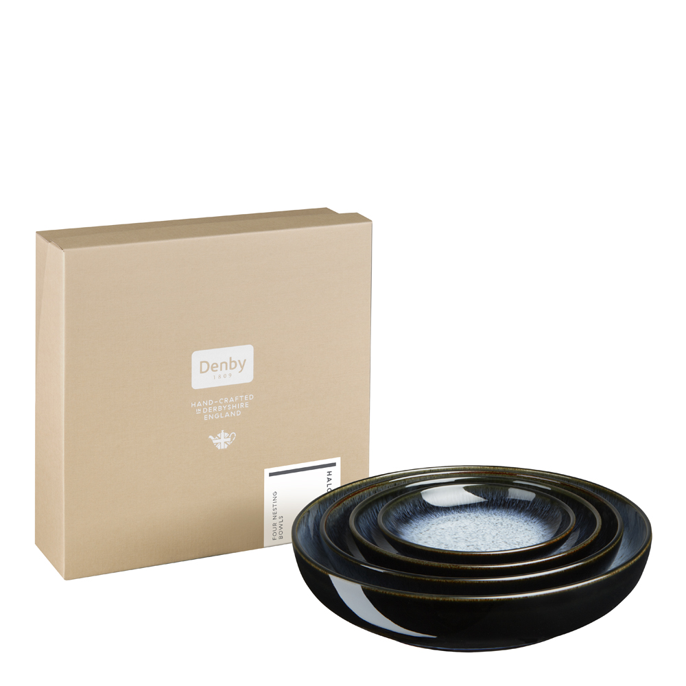 Denby Halo serveringsskål 4 stk blå/svart