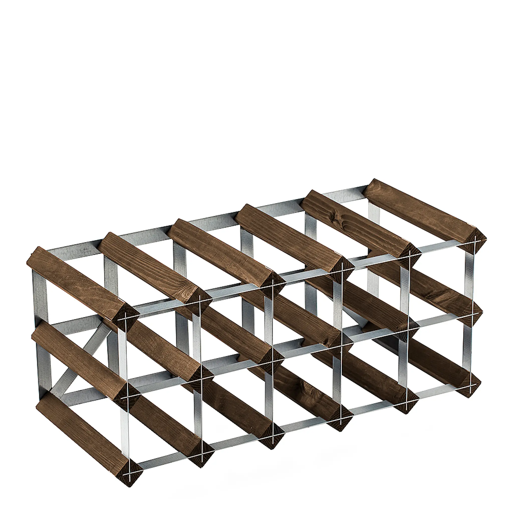 Traditional Wine Rack Påbyggnadsbart Vinställ för 15 flaskor mörkt Trä