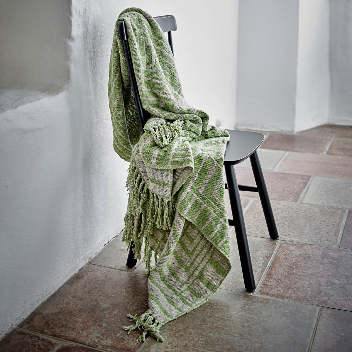 Bloomingville Velva pledd 160x130 cm grønn