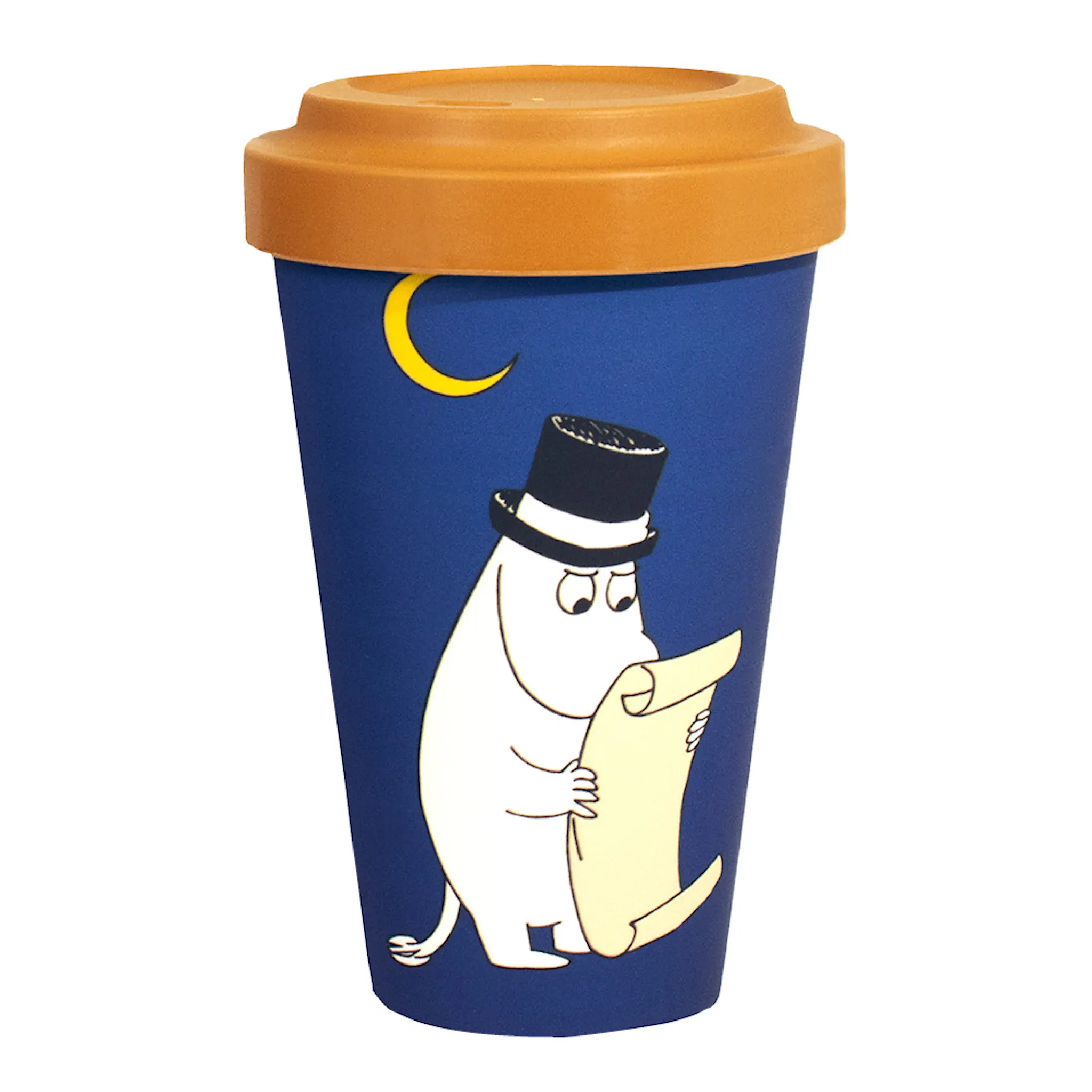 Nordicbuddies Mumin take away mugg 45 cl Mummipappa på en kvällspromenad marinblå