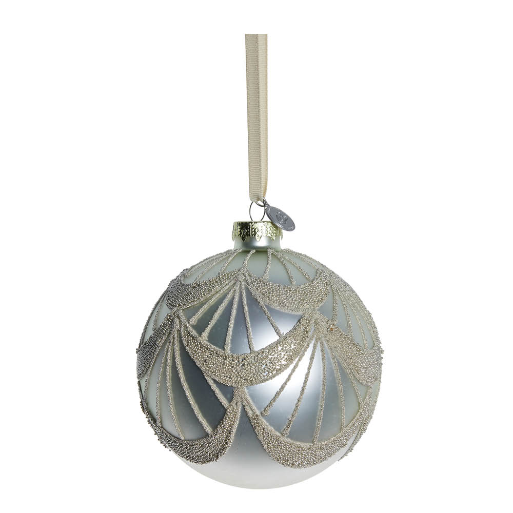 Lene Bjerre - Perline Joulupallo 10 cm Hopea/Luunvalkoinen