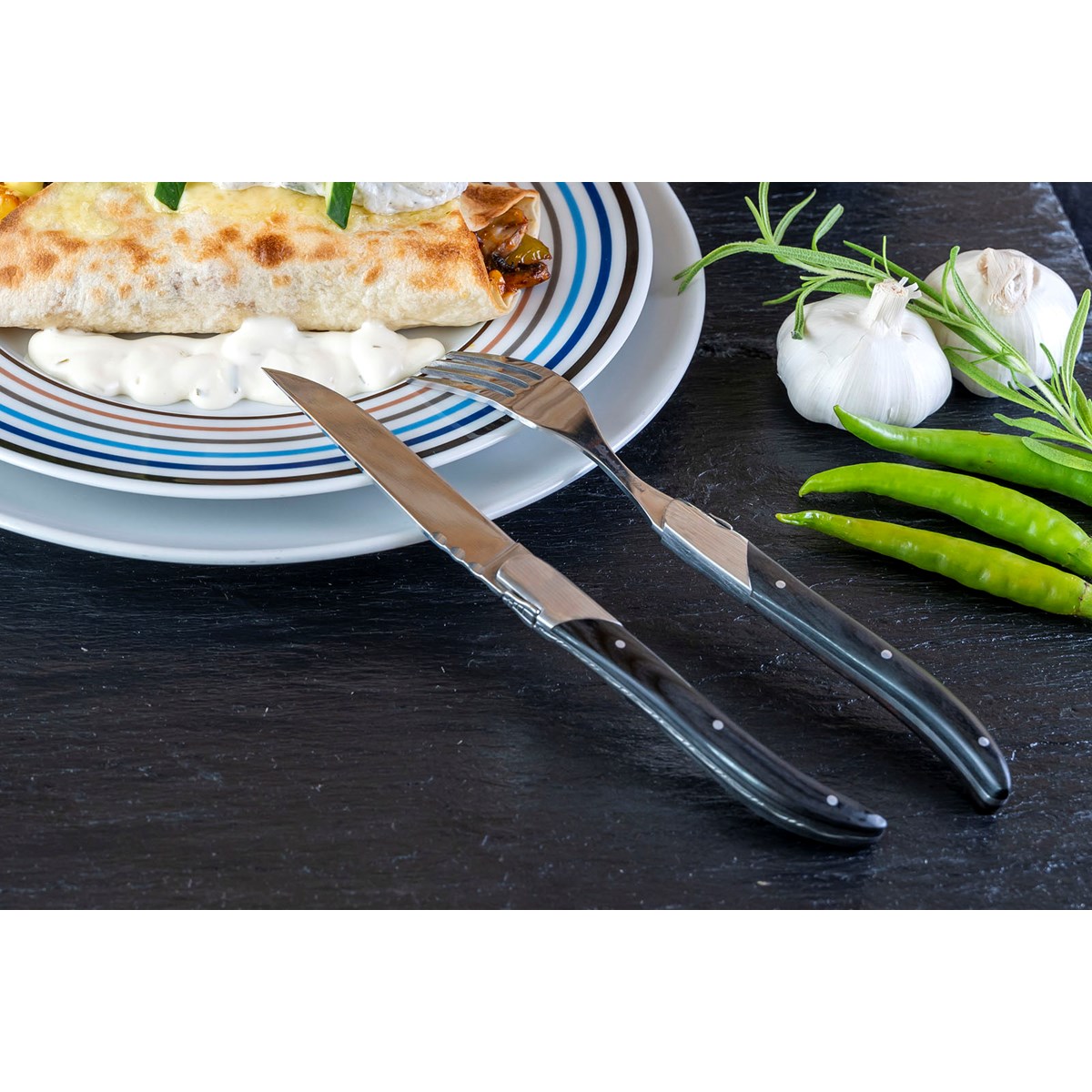 Laguiole by Hâws Biffkniv 6 deler svart tre