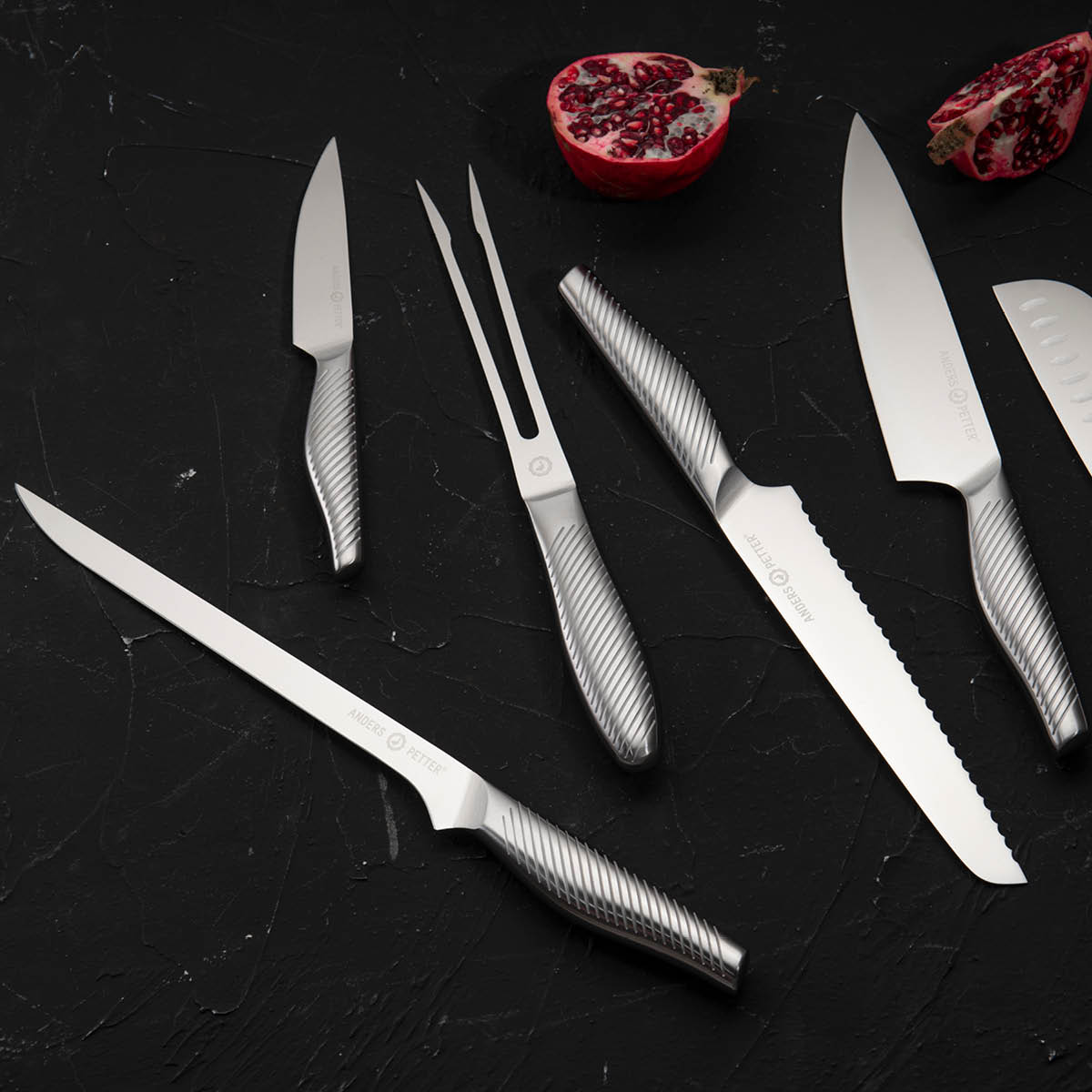 Anders Petter Kokkekniv 28 cm børstet stål