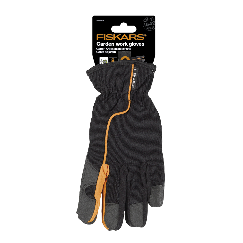 Fiskars - Puutarhahanskat koko 8 Musta
