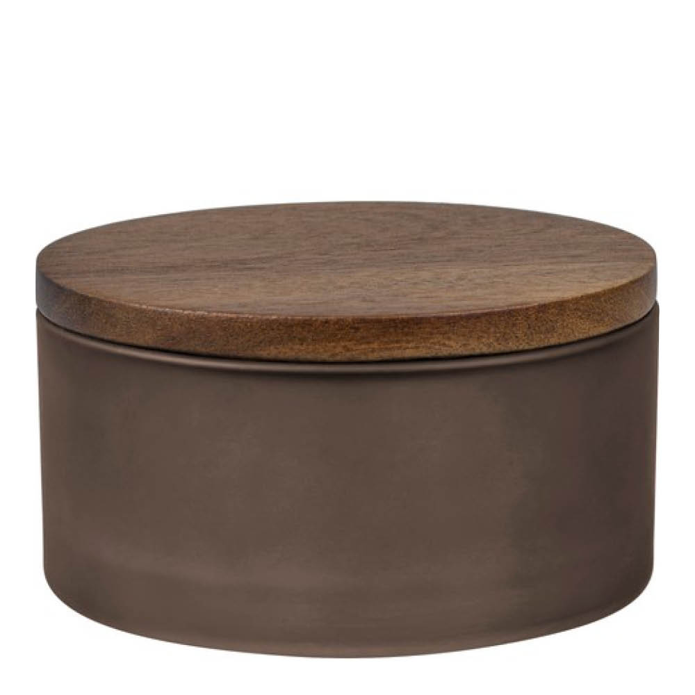 Mette Ditmer Modest glasburk med lock 6x10,5 cm valnöt