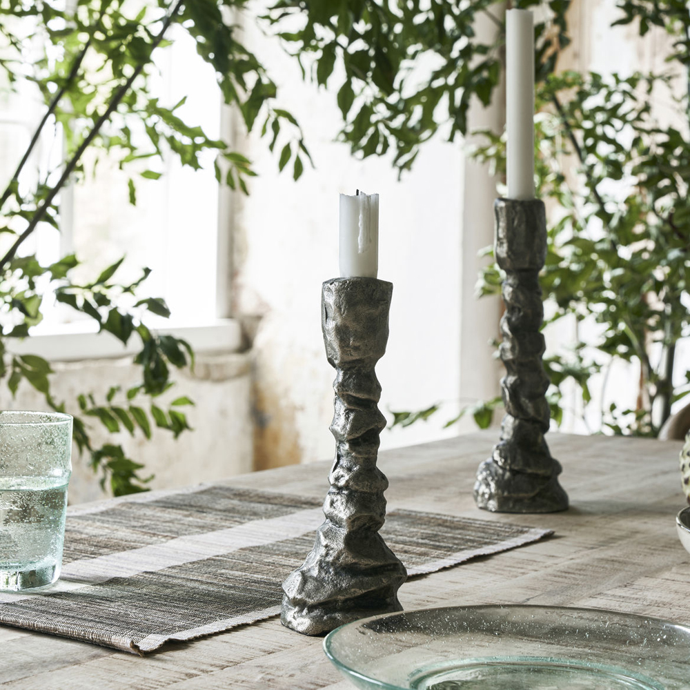 House Doctor Raku Kynttilänjalka 20 cm Antiikinhopea