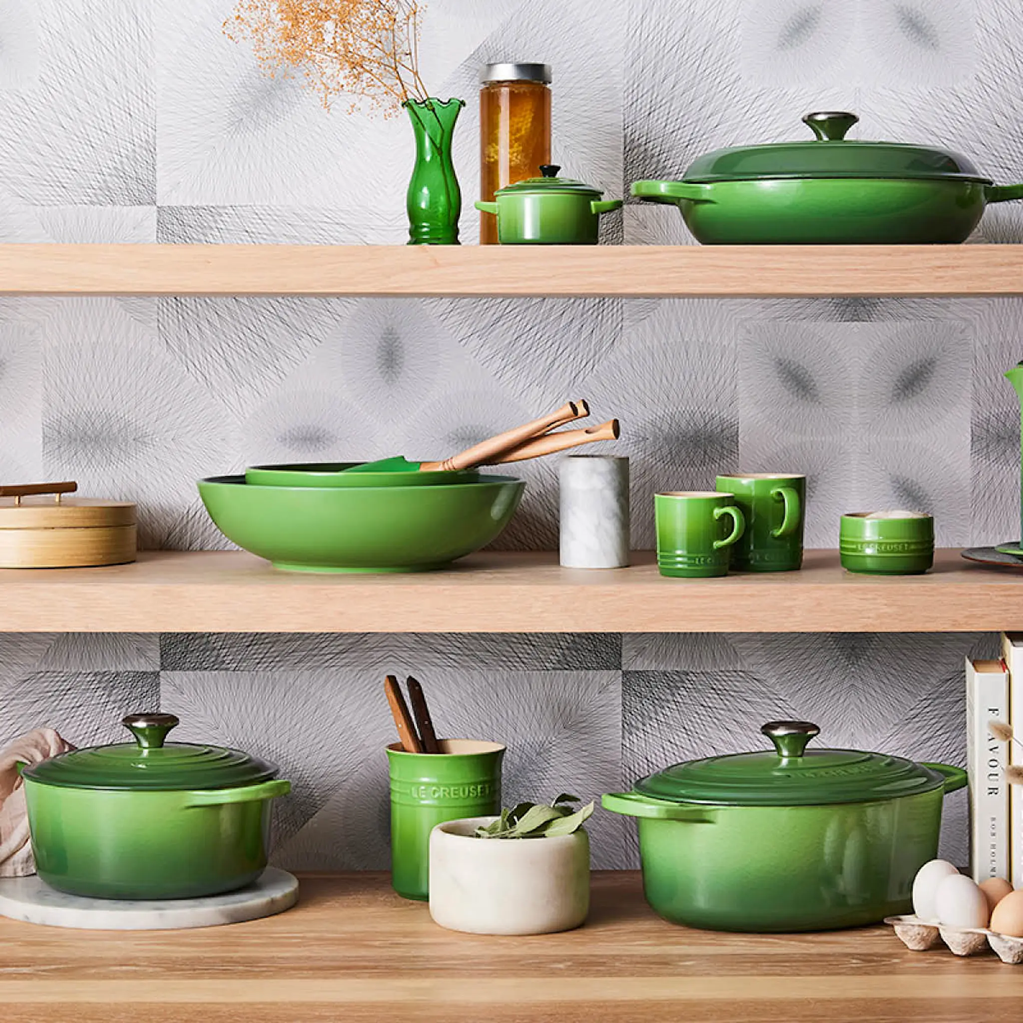 Le Creuset Signature Gjutjärnsgryta rund 24 cm 4,2 L bamboo green