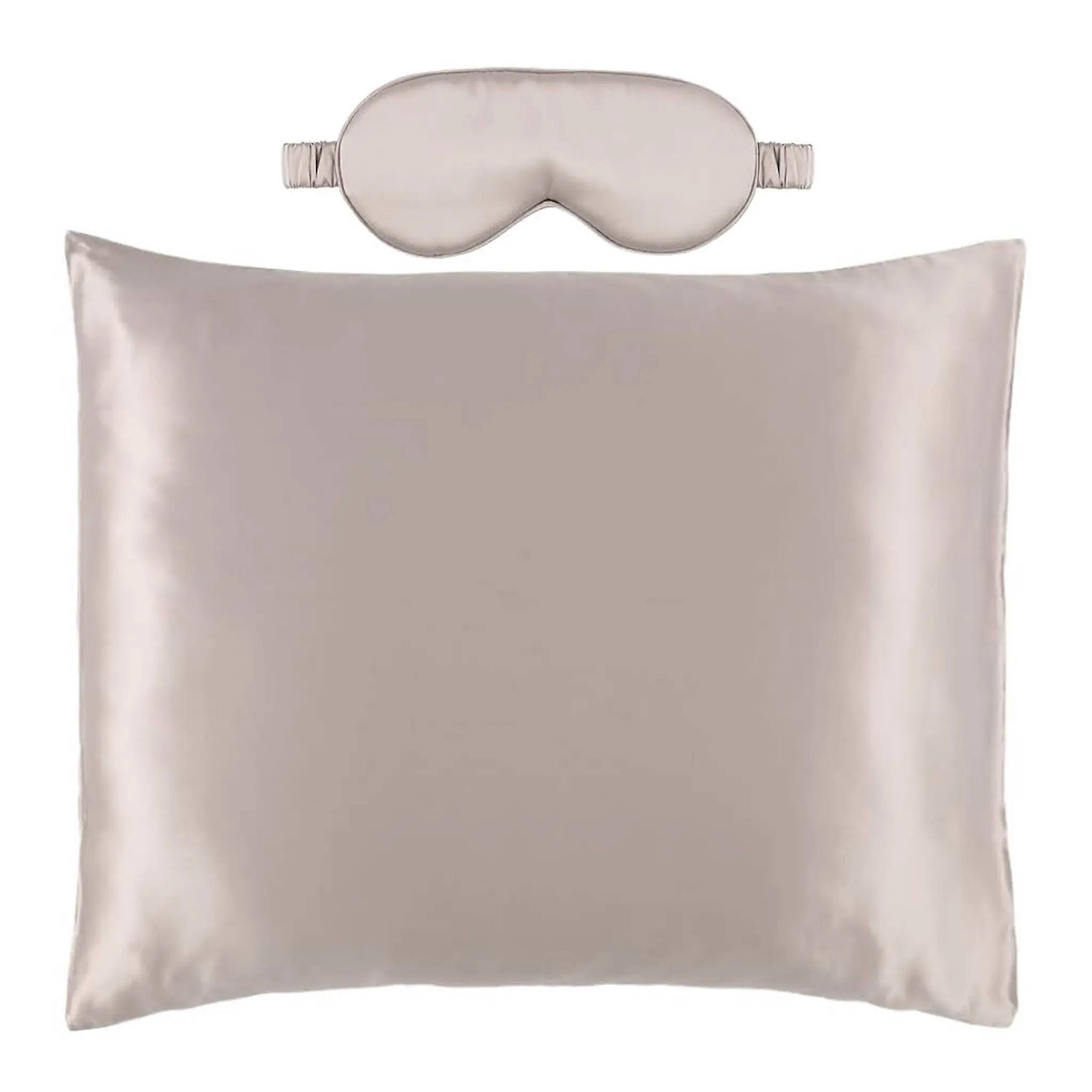 Fanni K Gavesett med silkeputetrekk og sovemaske i silke grå