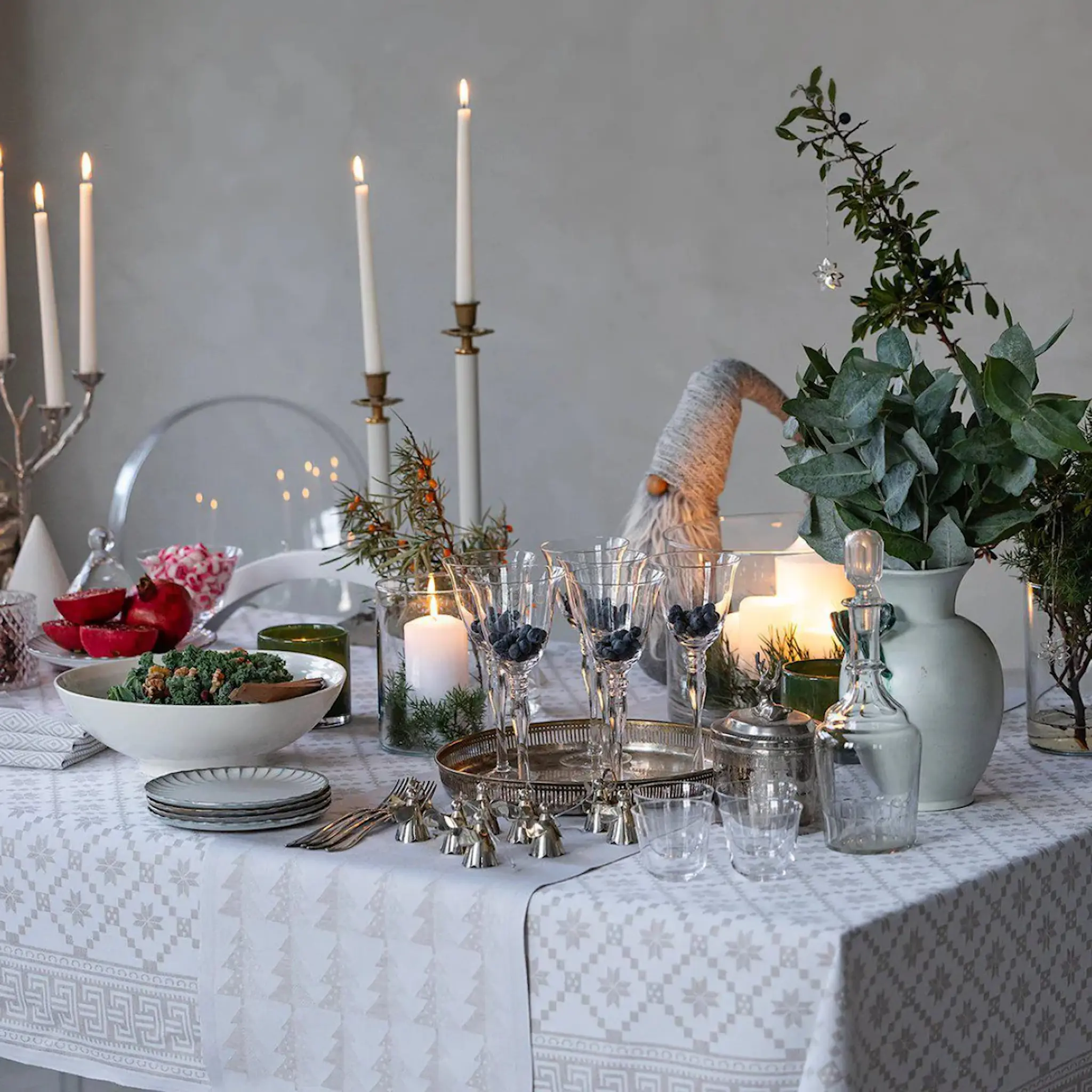 Ekelund Åttebladrose Pöytäliina 80x80 cm Beige