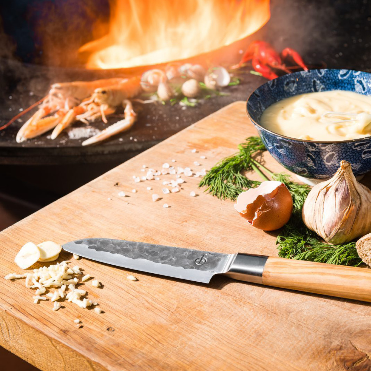 Forged Santokukniv 29 cm olive