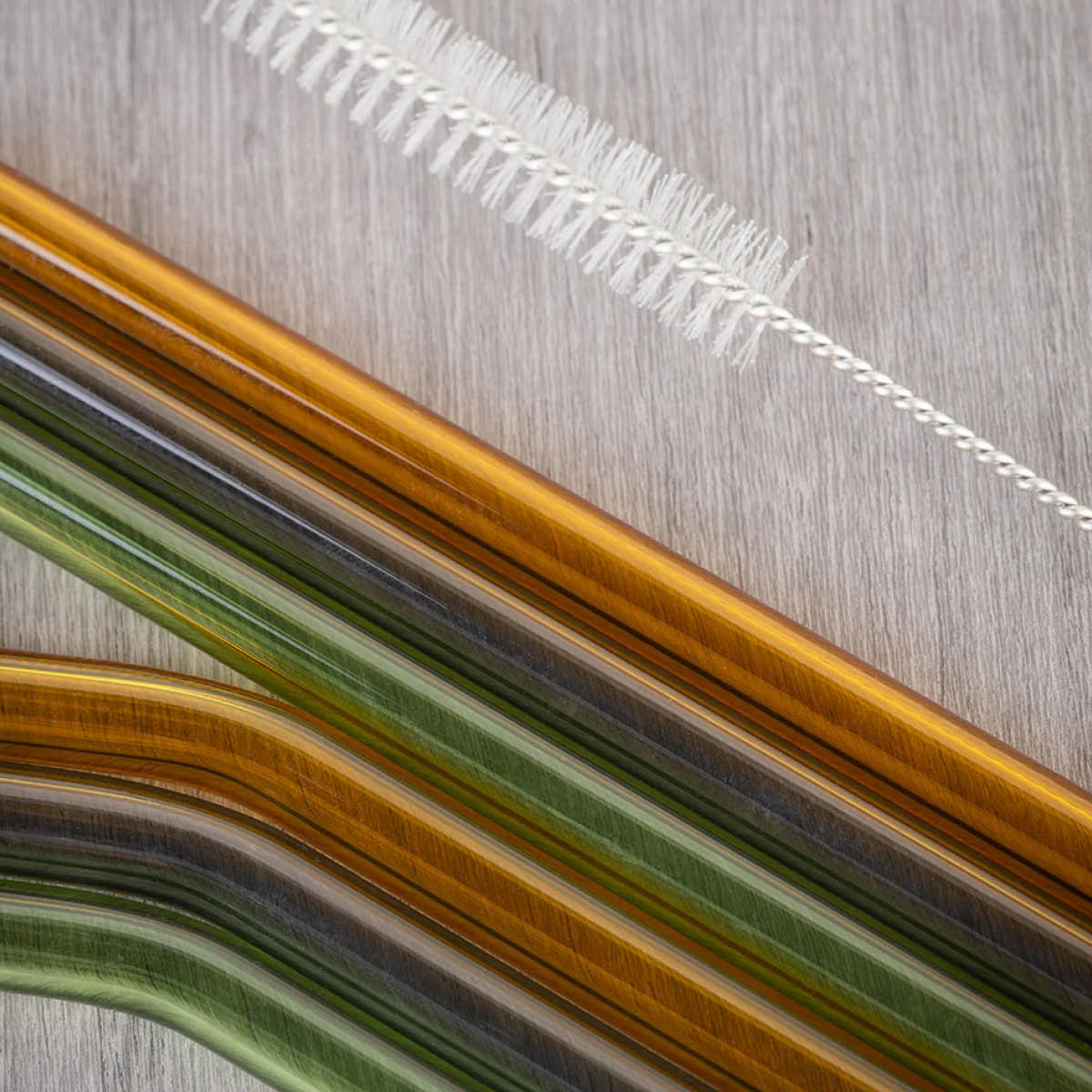 Tranquillo Rainbow sugrör i glas 21,5 cm 6-pack grön/grå/orange