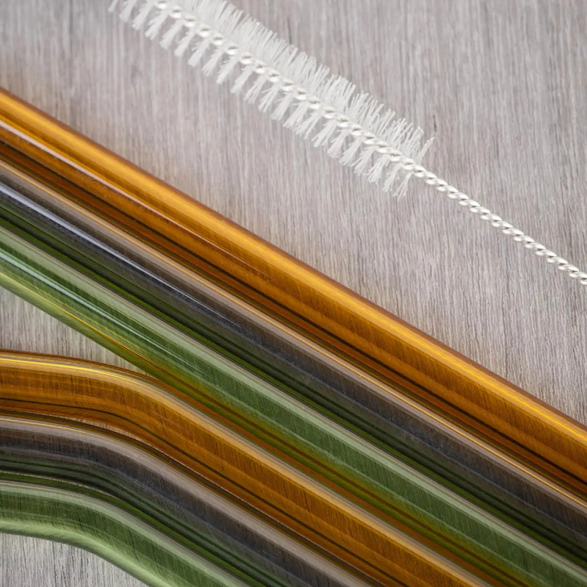 Tranquillo Rainbow sugrör i glas 21,5 cm 6-pack grön/grå/orange