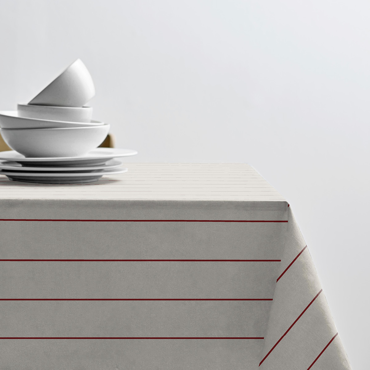 Södahl Line duk 140x270 cm offwhite/red