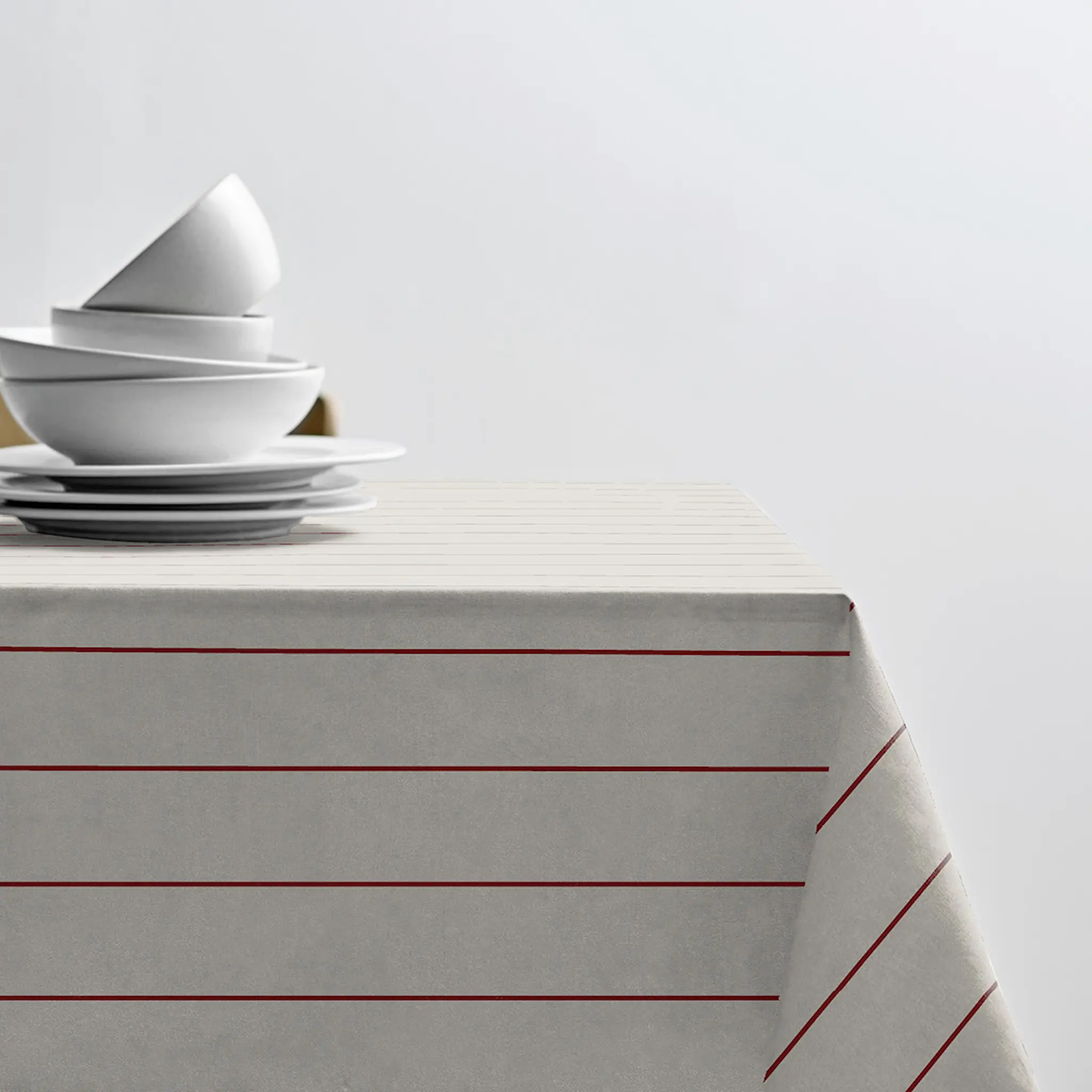 Södahl Line duk 140x270 cm offwhite/red