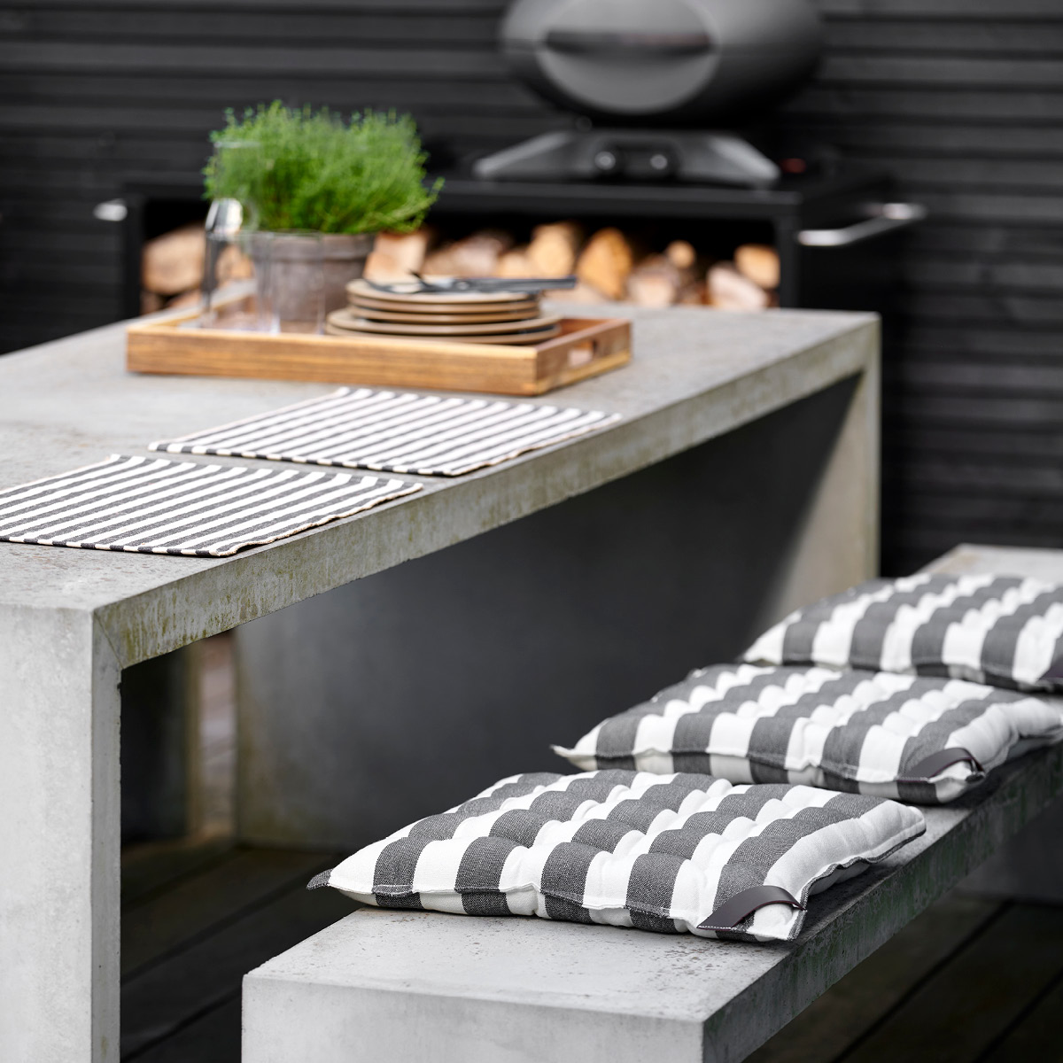 Södahl Statement Stripe spisebrikke 33x48 cm 2 stk ash