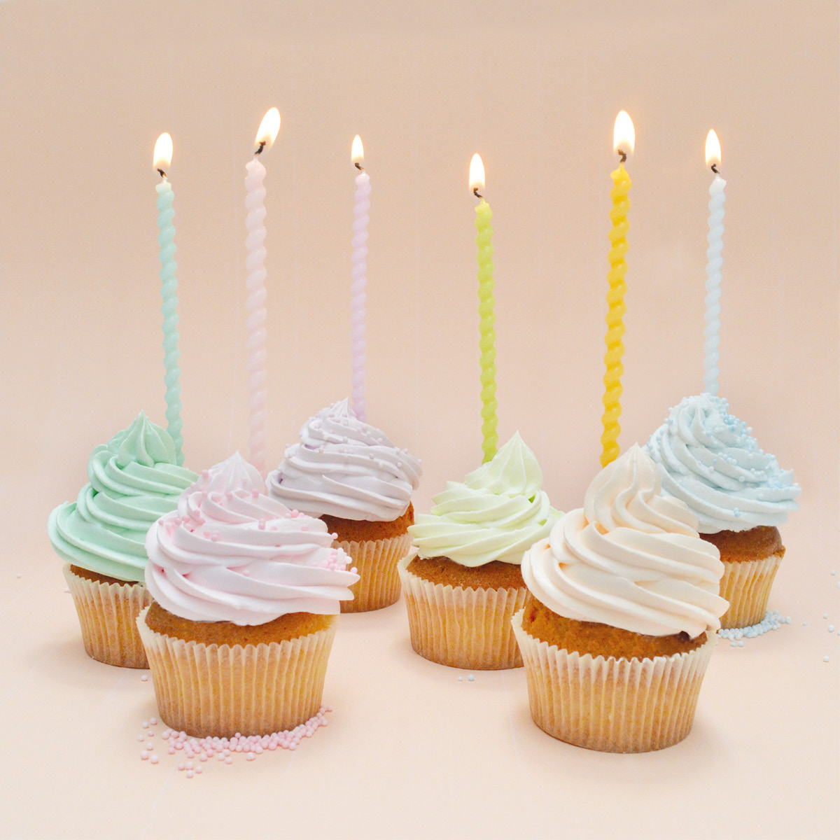 ScrapCooking Tårtljus vridna 12-pack 12 cm pastell mix